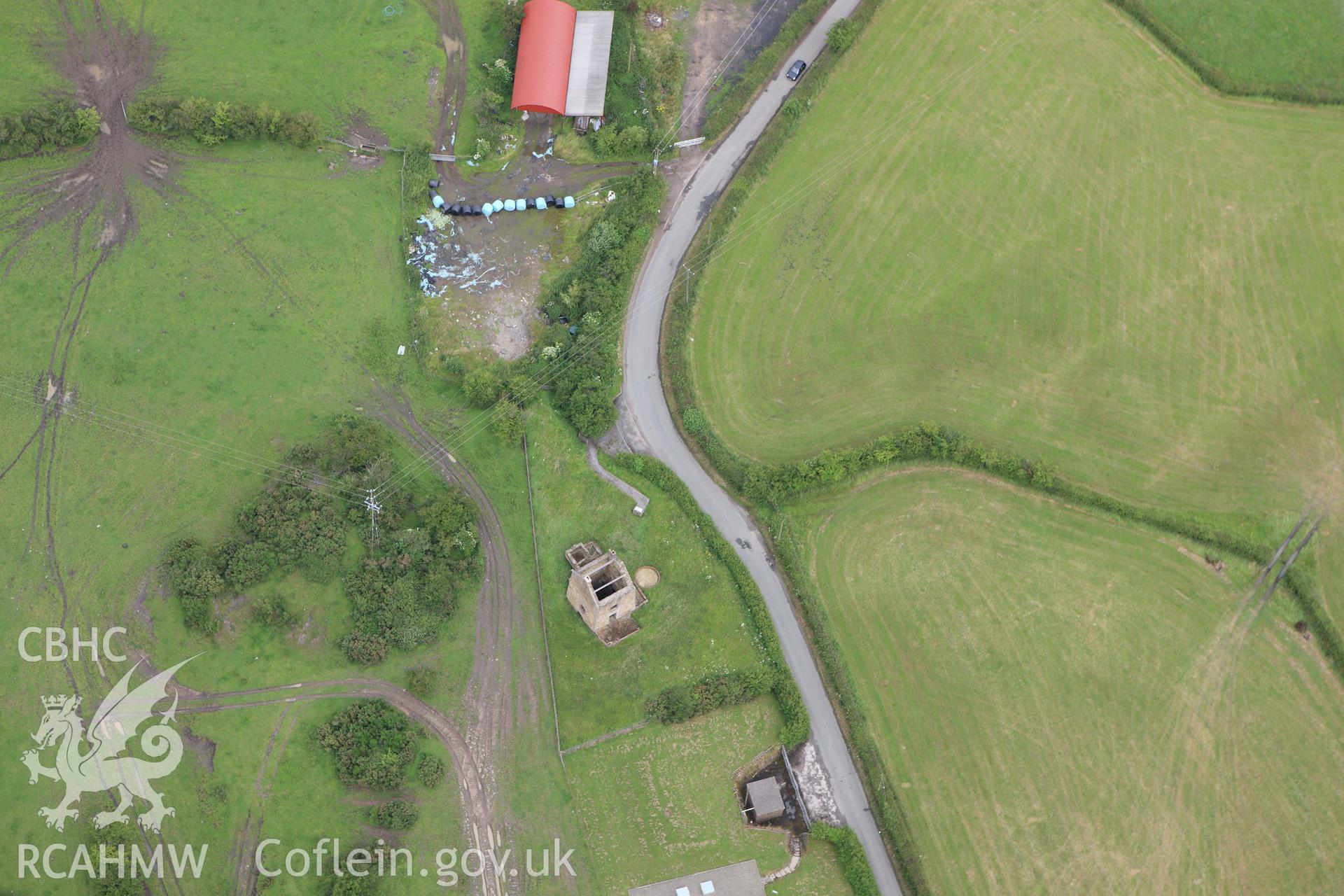 RCAHMW colour oblique aerial photograph of Penrhos Engine House Taken on 08 July 2009 by Toby Driver