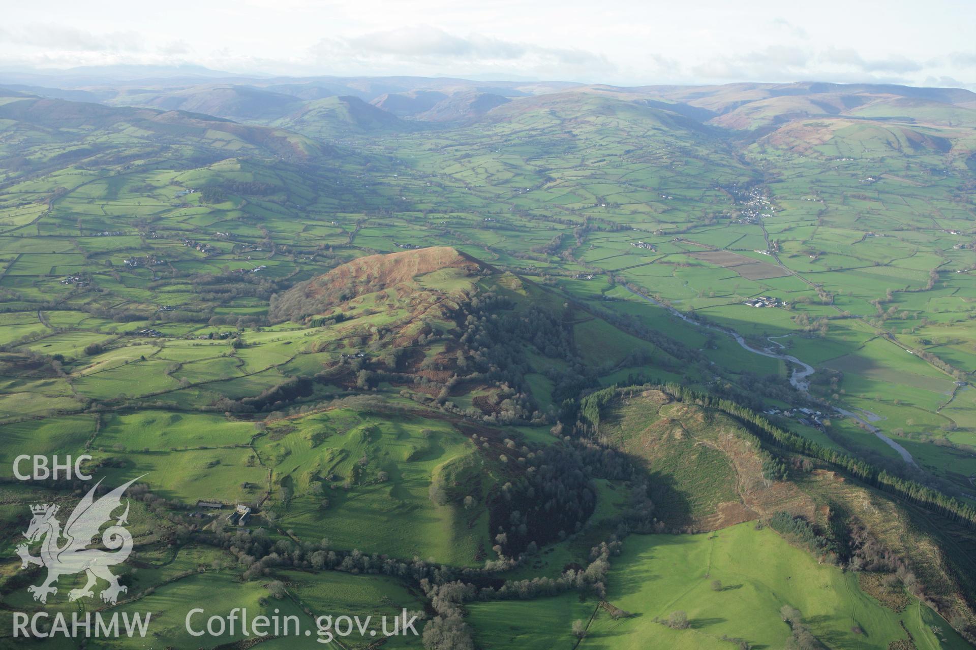 RCAHMW colour oblique aerial photograph of Tomen-y-Maerdy. Taken on 10 December 2009 by Toby Driver