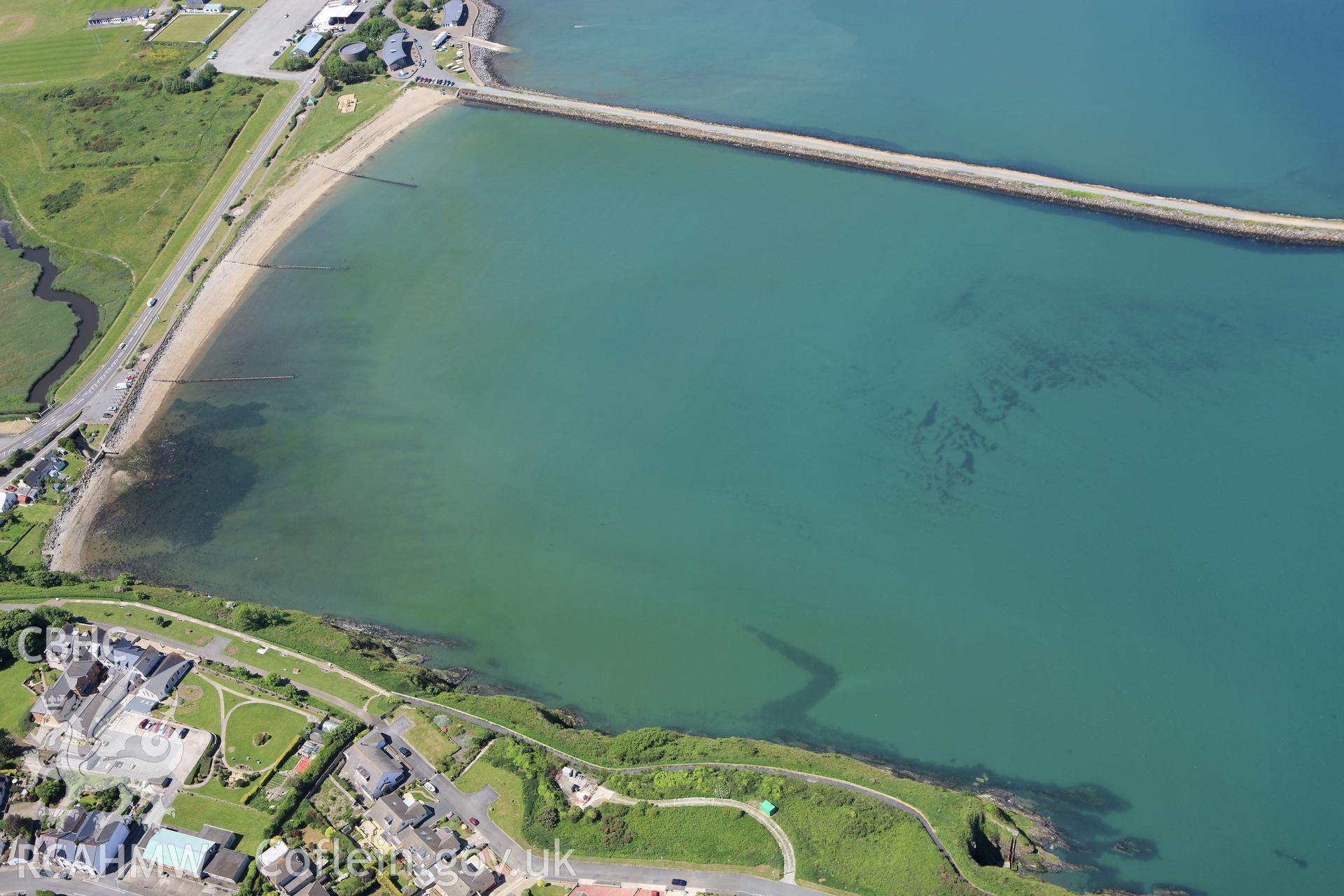 RCAHMW colour oblique aerial photograph of Fishguard Harbour South-East Fish Trap. Taken on 01 June 2009 by Toby Driver