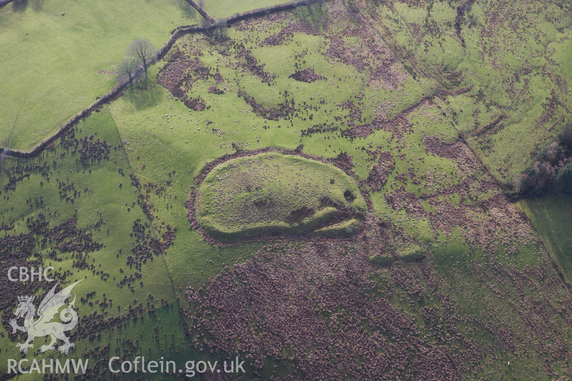 RCAHMW colour oblique aerial photograph of Cwm Aran Enclosure. Taken on 10 December 2009 by Toby Driver