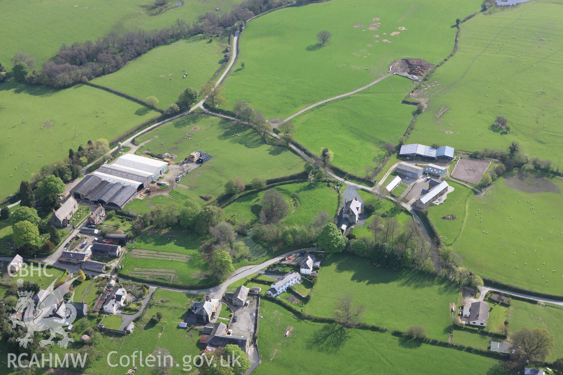 RCAHMW colour oblique aerial photograph of Kinnerton motte. Taken on 21 April 2009 by Toby Driver