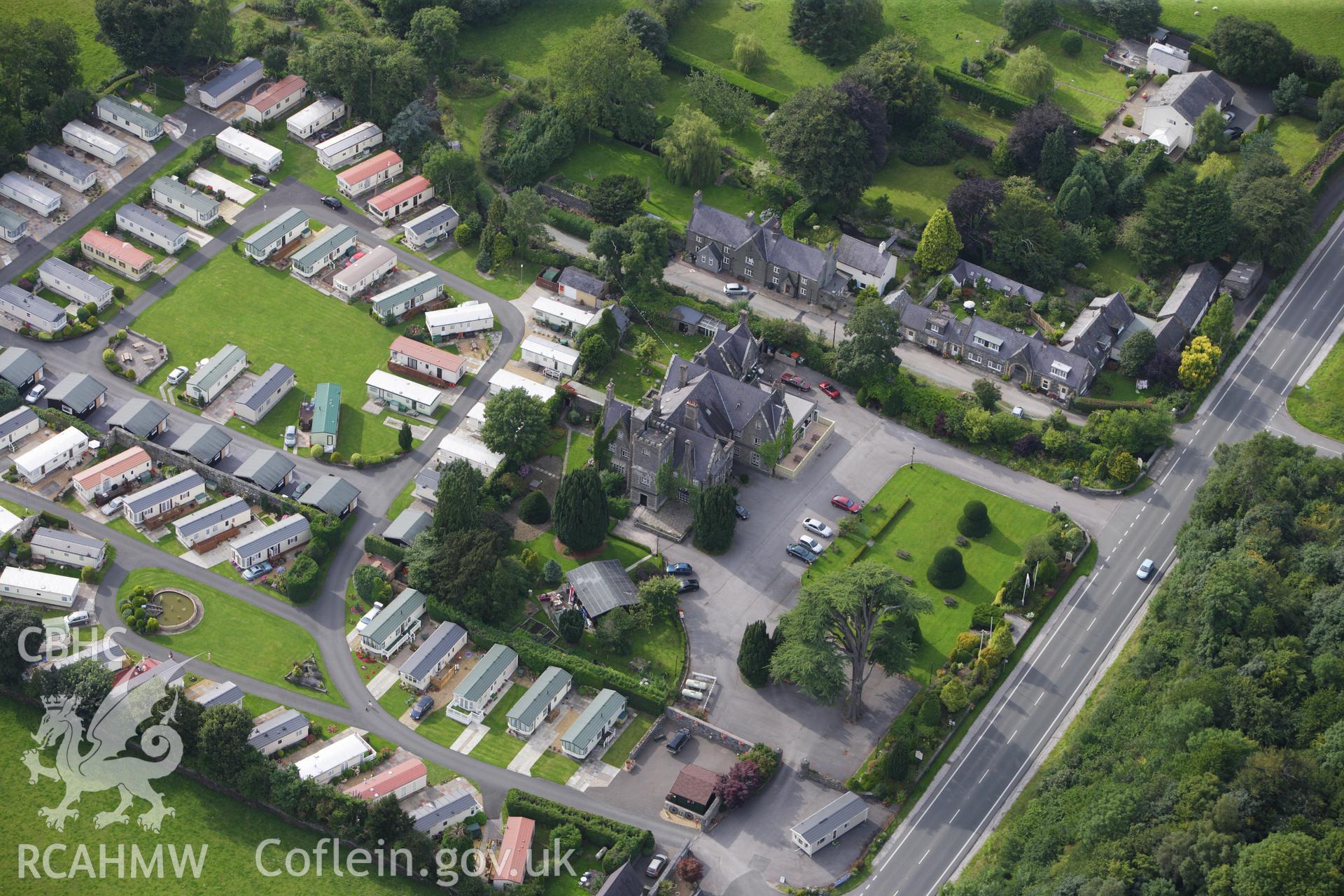 RCAHMW colour oblique aerial photograph of Maenan Abbey, Aberconwy. Taken on 06 August 2009 by Toby Driver