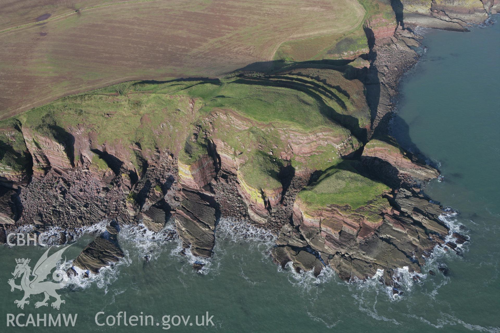 RCAHMW colour oblique aerial photograph of Greenala Point Fort. Taken on 28 January 2009 by Toby Driver