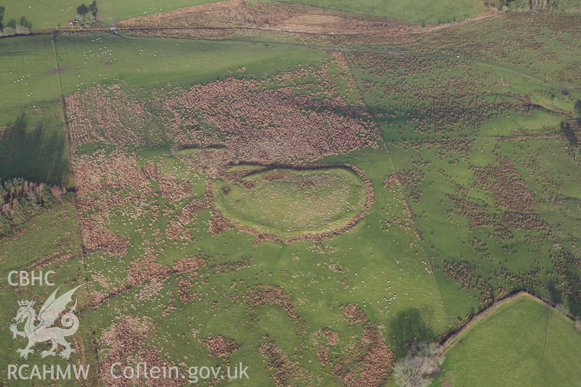 RCAHMW colour oblique aerial photograph of Cwm Aran Enclosure. Taken on 10 December 2009 by Toby Driver