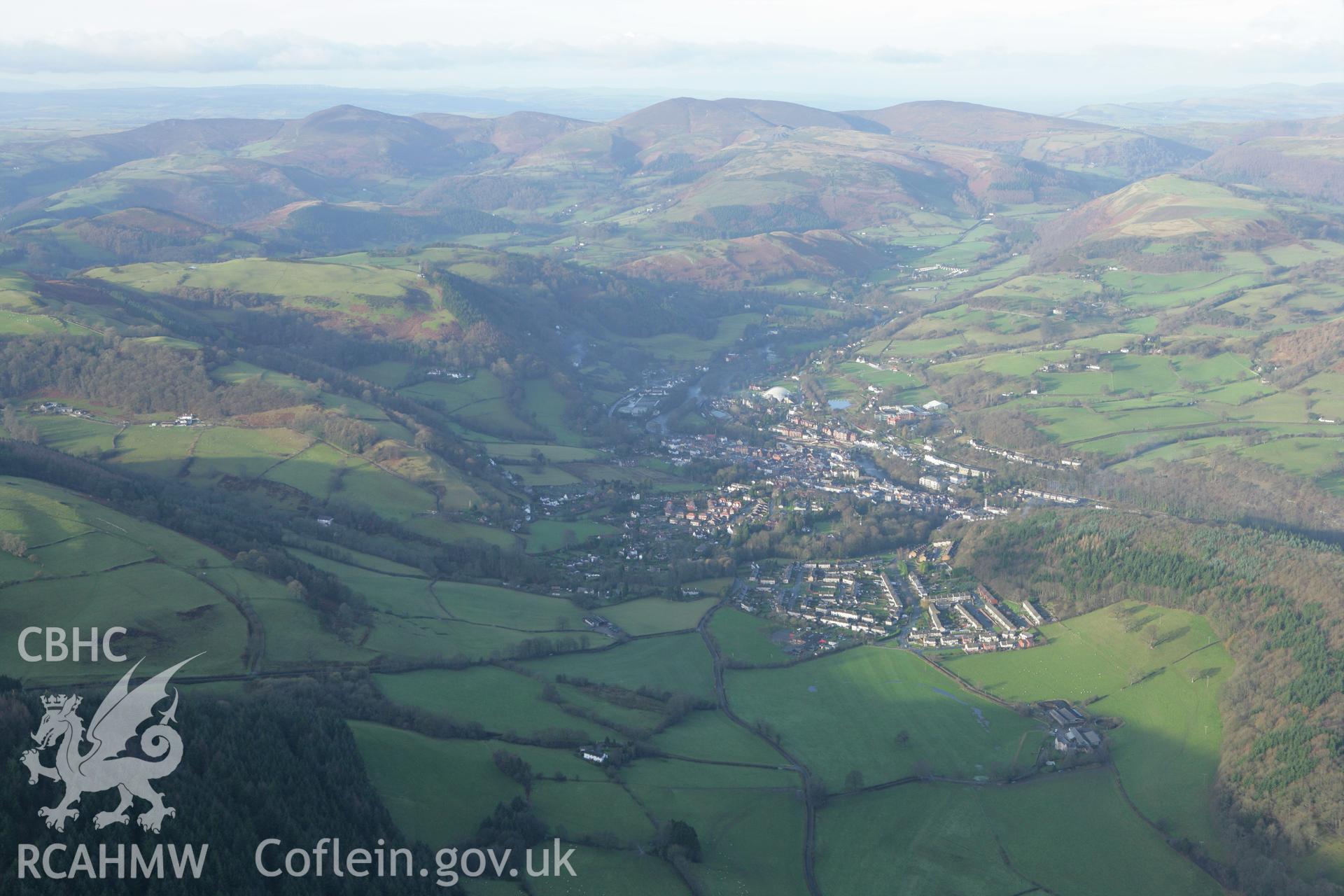 RCAHMW colour oblique aerial photograph of Llangollen. Taken on 10 December 2009 by Toby Driver