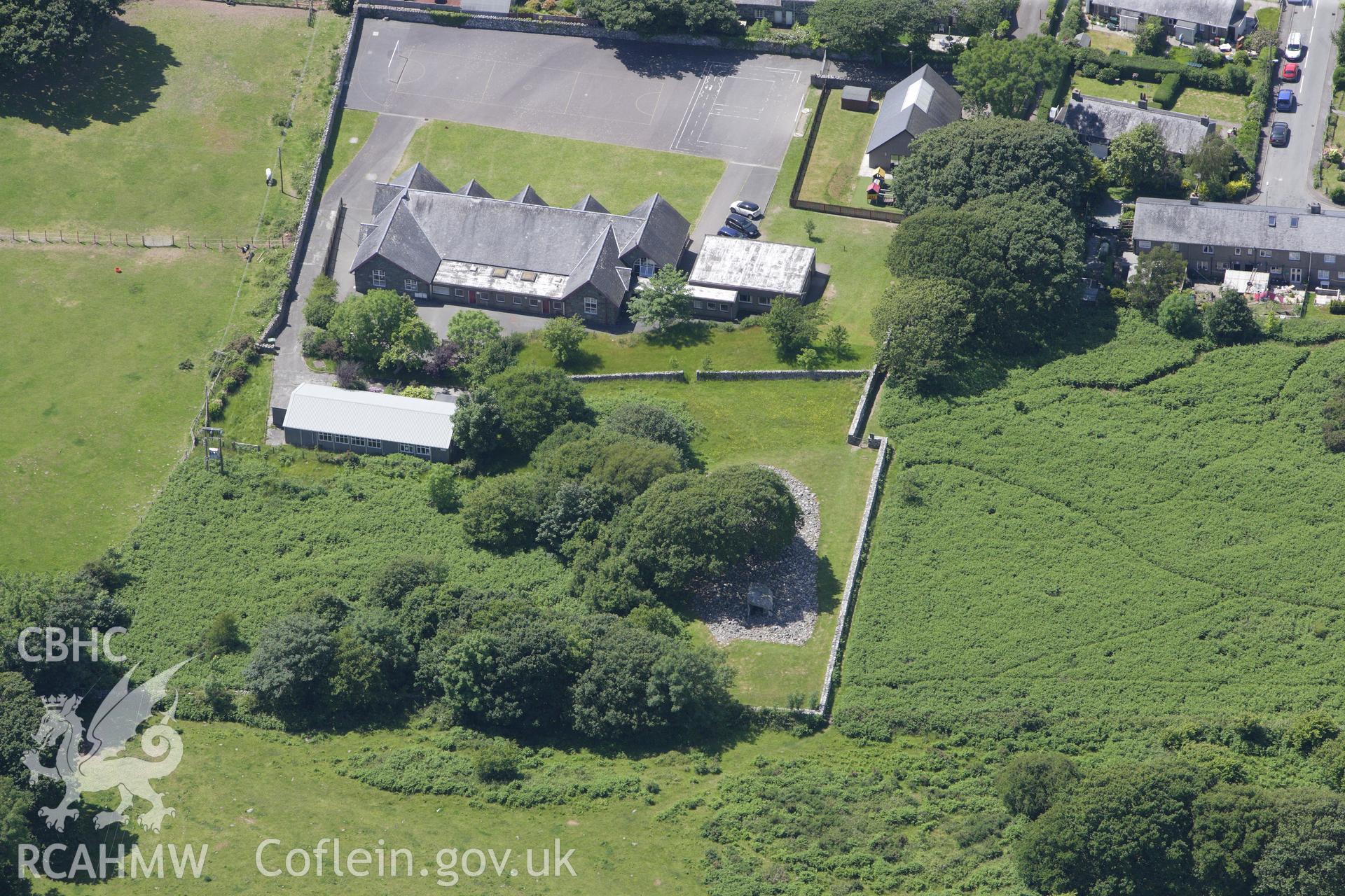 RCAHMW colour oblique aerial photograph of Dyffryn Burial Chamber, Dyffryn Ardudwy. Taken on 16 June 2009 by Toby Driver