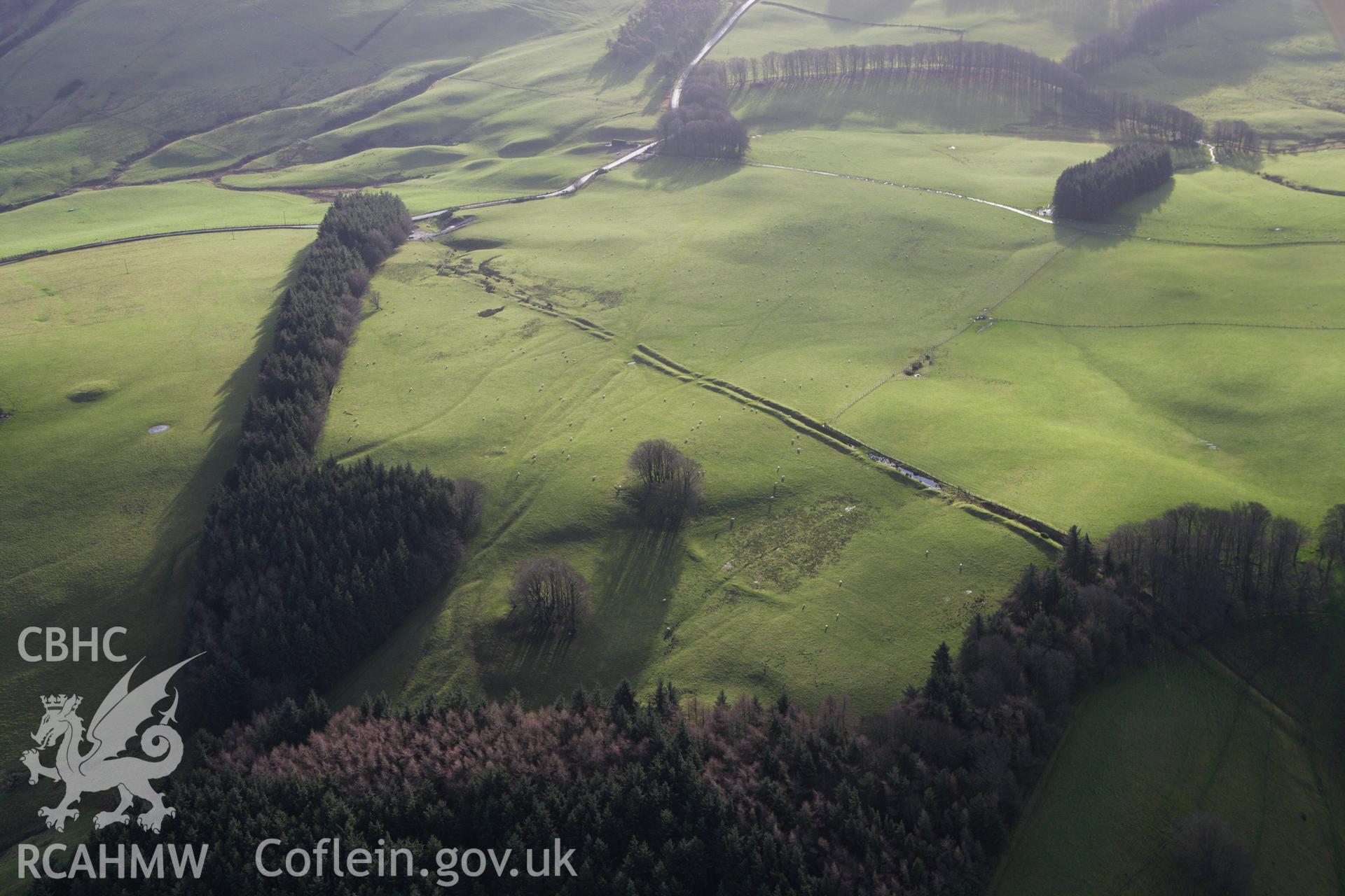 RCAHMW colour oblique aerial photograph of Crugyn Bank Dyke. Taken on 10 December 2009 by Toby Driver