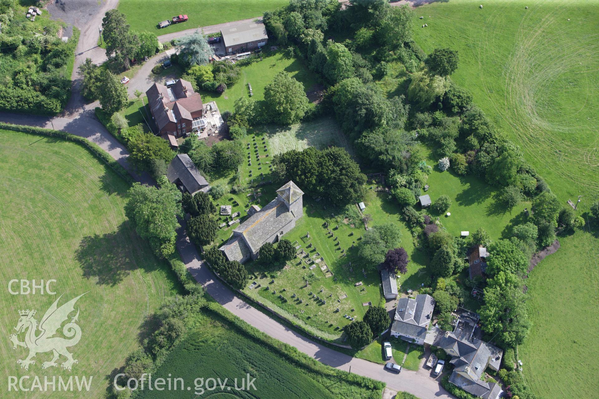 RCAHMW colour oblique aerial photograph of St Mary's, Tregare. Taken on 11 June 2009 by Toby Driver