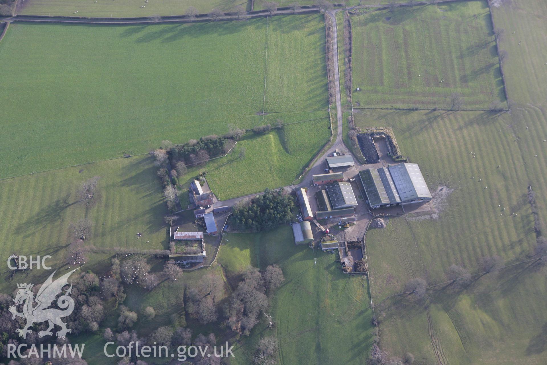 RCAHMW colour oblique photograph of Halghton Hall, with moat. Taken by Toby Driver on 21/01/2009.