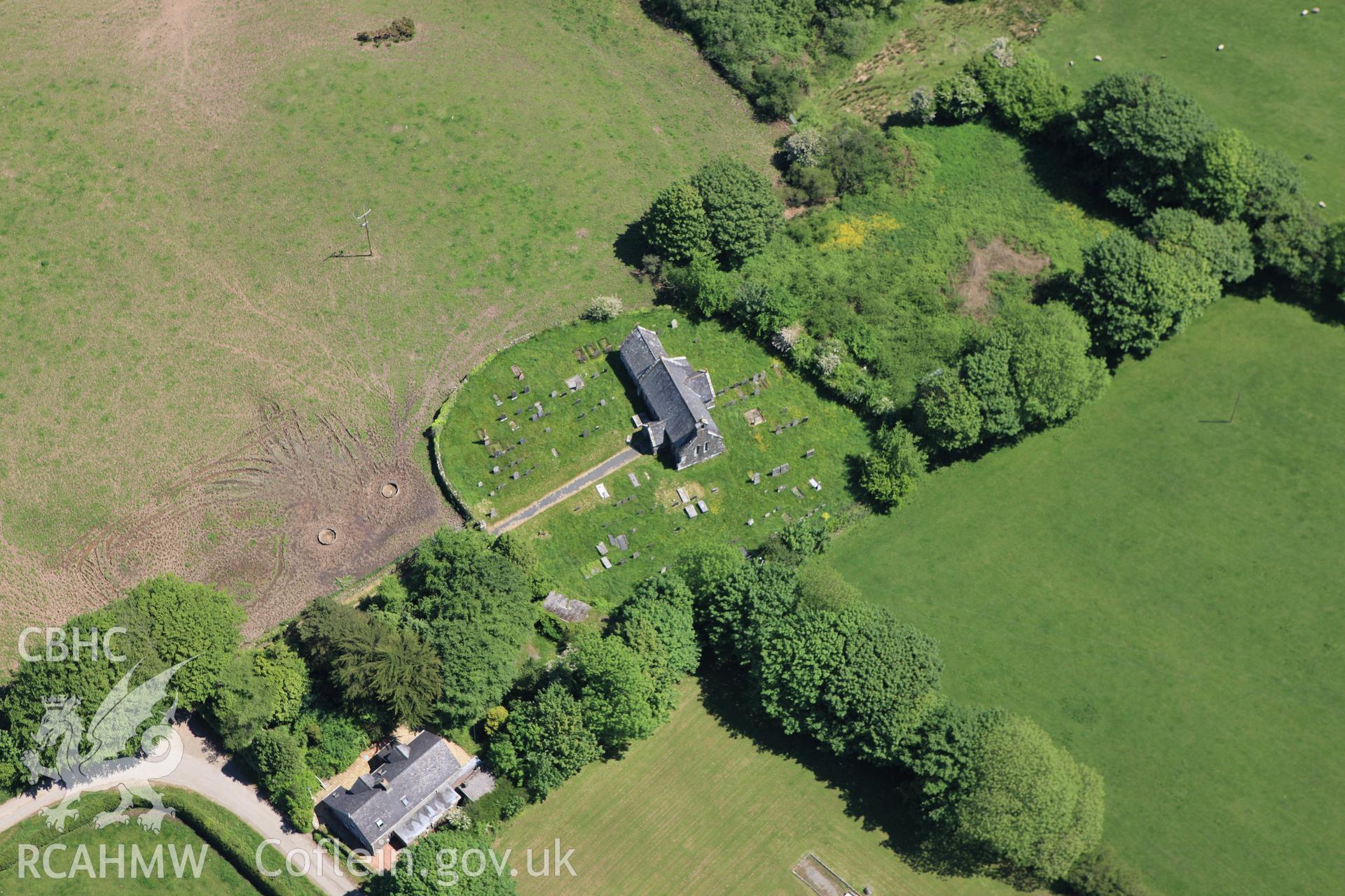 RCAHMW colour oblique aerial photograph of St Mary's Church, Llanfair Nant-y-Gof. Taken on 01 June 2009 by Toby Driver