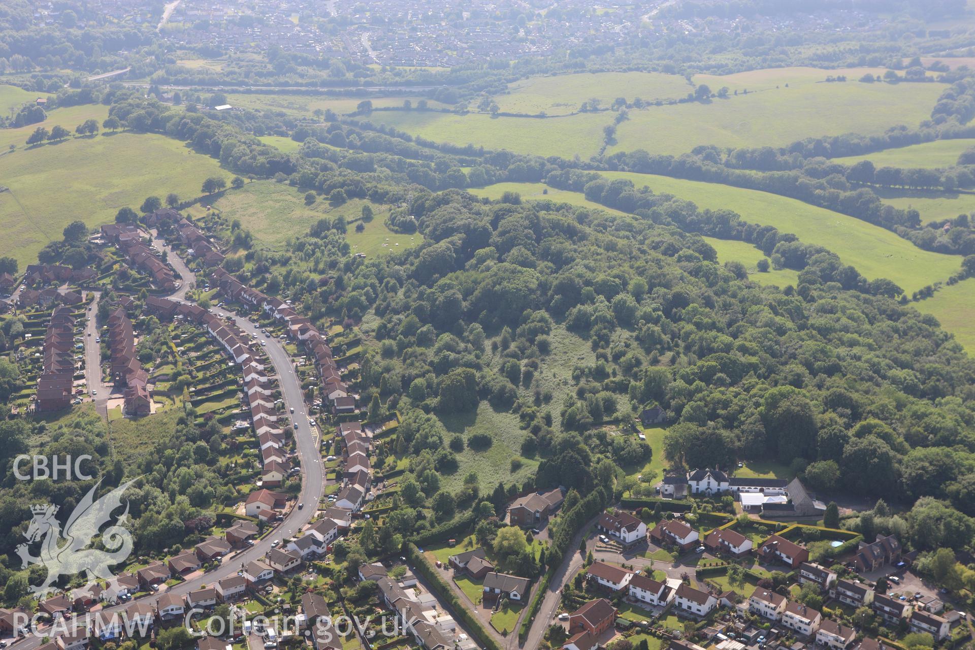 RCAHMW colour oblique aerial photograph of Lodge Wood Camp. Taken on 11 June 2009 by Toby Driver