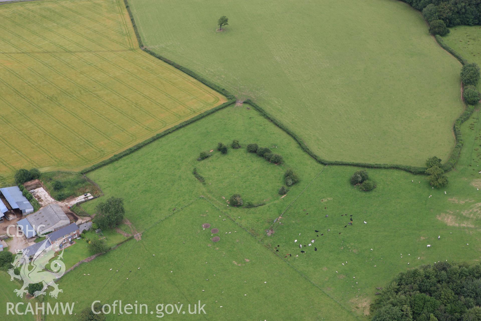 RCAHMW colour oblique aerial photograph of Caer Gwanaf Enclosure, Pontyclun. Taken on 09 July 2009 by Toby Driver