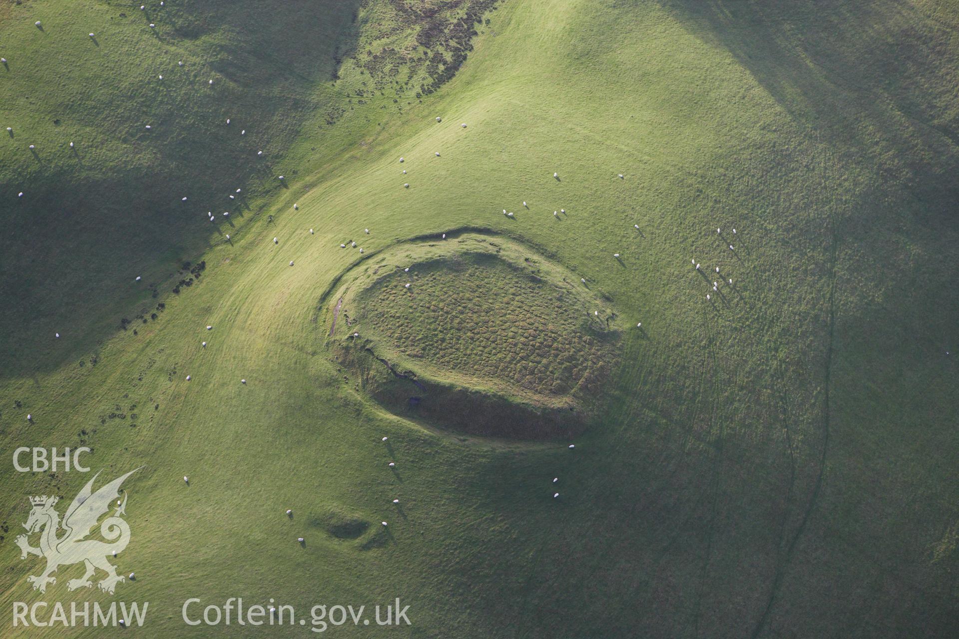 RCAHMW colour oblique aerial photograph of Castell-y-Blaidd. Taken on 10 December 2009 by Toby Driver