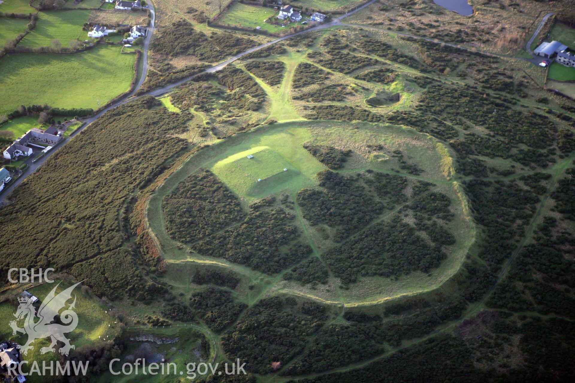 RCAHMW colour oblique aerial photograph of Moel-y-Gaer Camp and hillfort. Taken on 10 December 2009 by Toby Driver