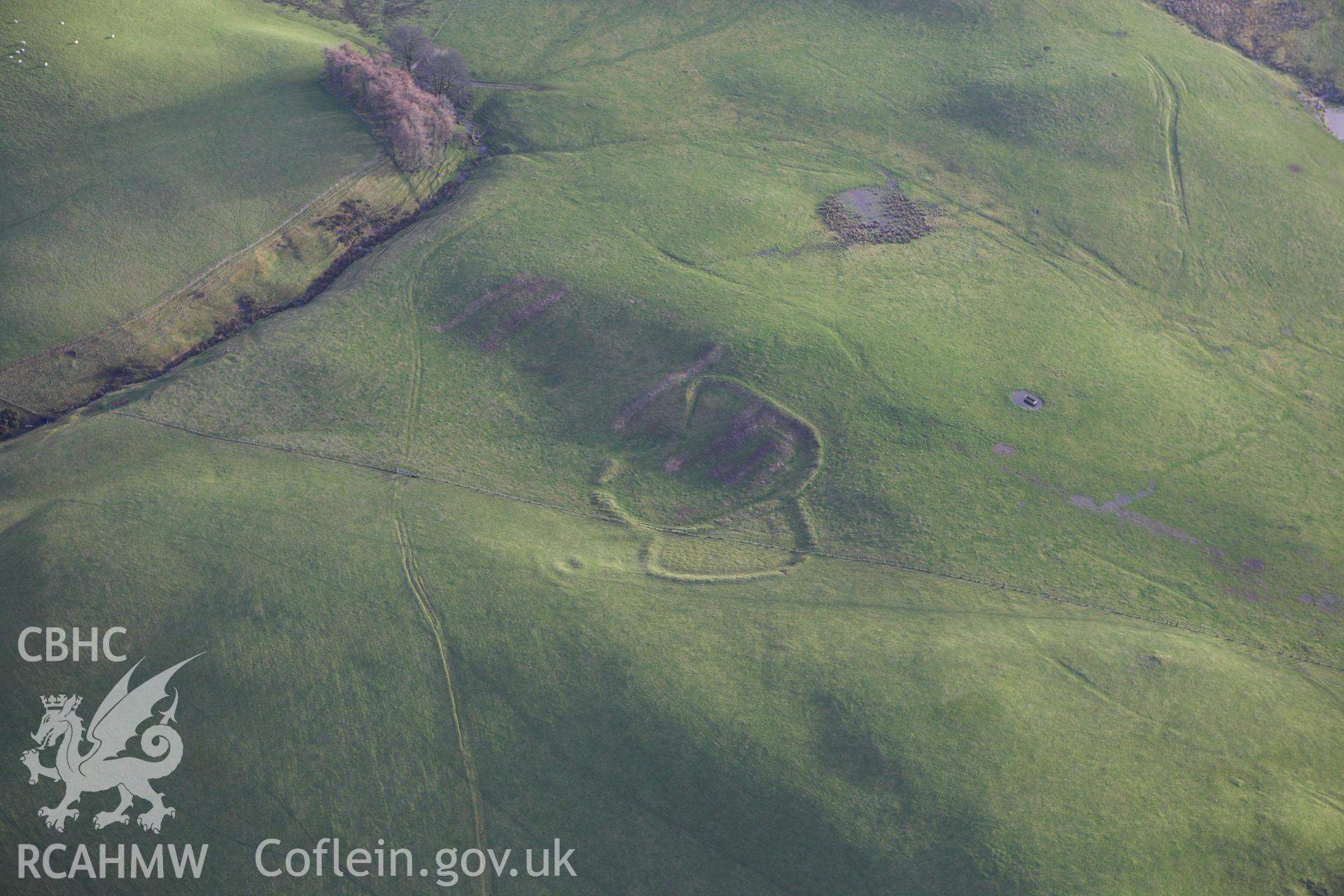 RCAHMW colour oblique aerial photograph of Castell Blaid Settlement. Taken on 10 December 2009 by Toby Driver