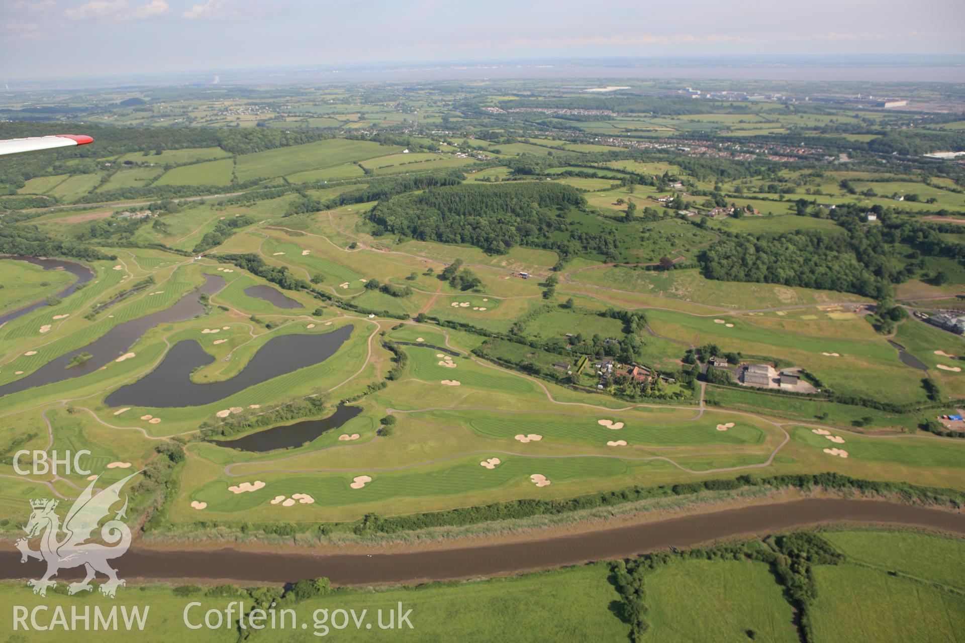 RCAHMW colour oblique aerial photograph of Celtic Manor Golf Club, Caerleon. Taken on 11 June 2009 by Toby Driver