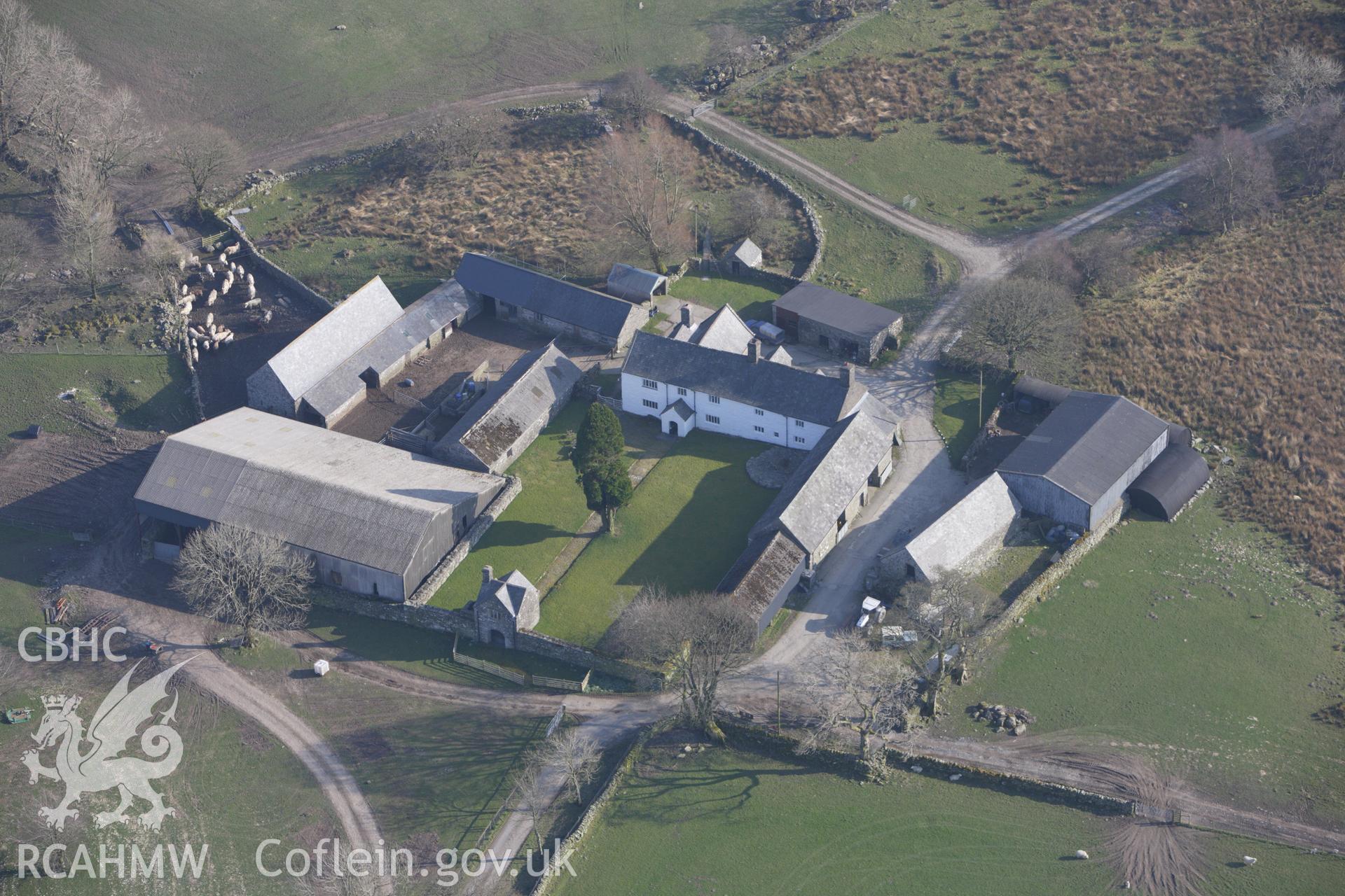 RCAHMW colour oblique photograph of Geelar, house and farm. Taken by Toby Driver on 18/03/2009.