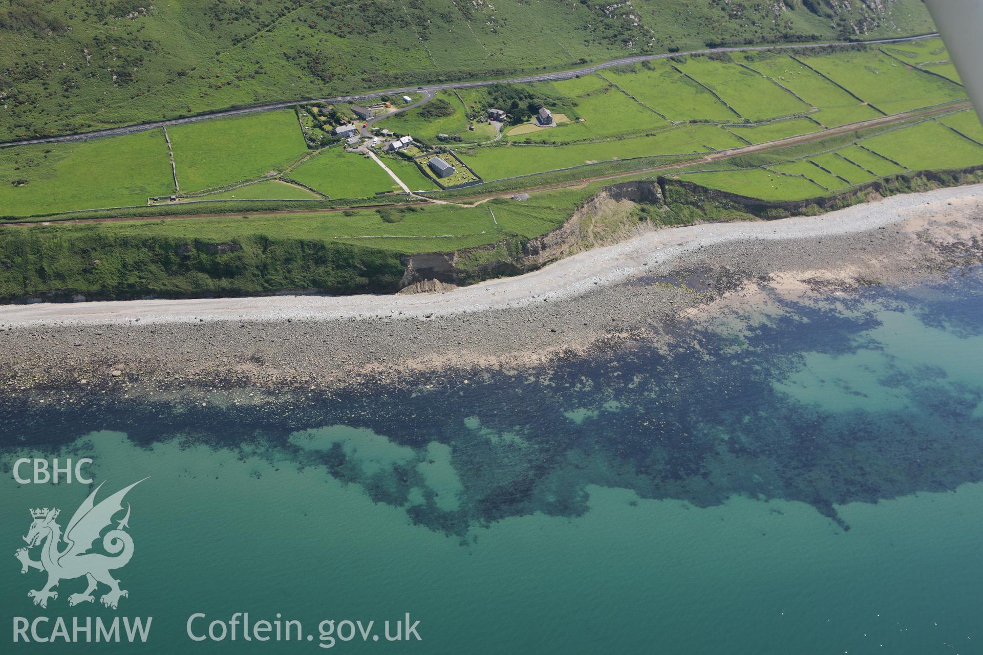 RCAHMW colour oblique aerial photograph of Llangelynin Fish Trap. Taken on 02 June 2009 by Toby Driver