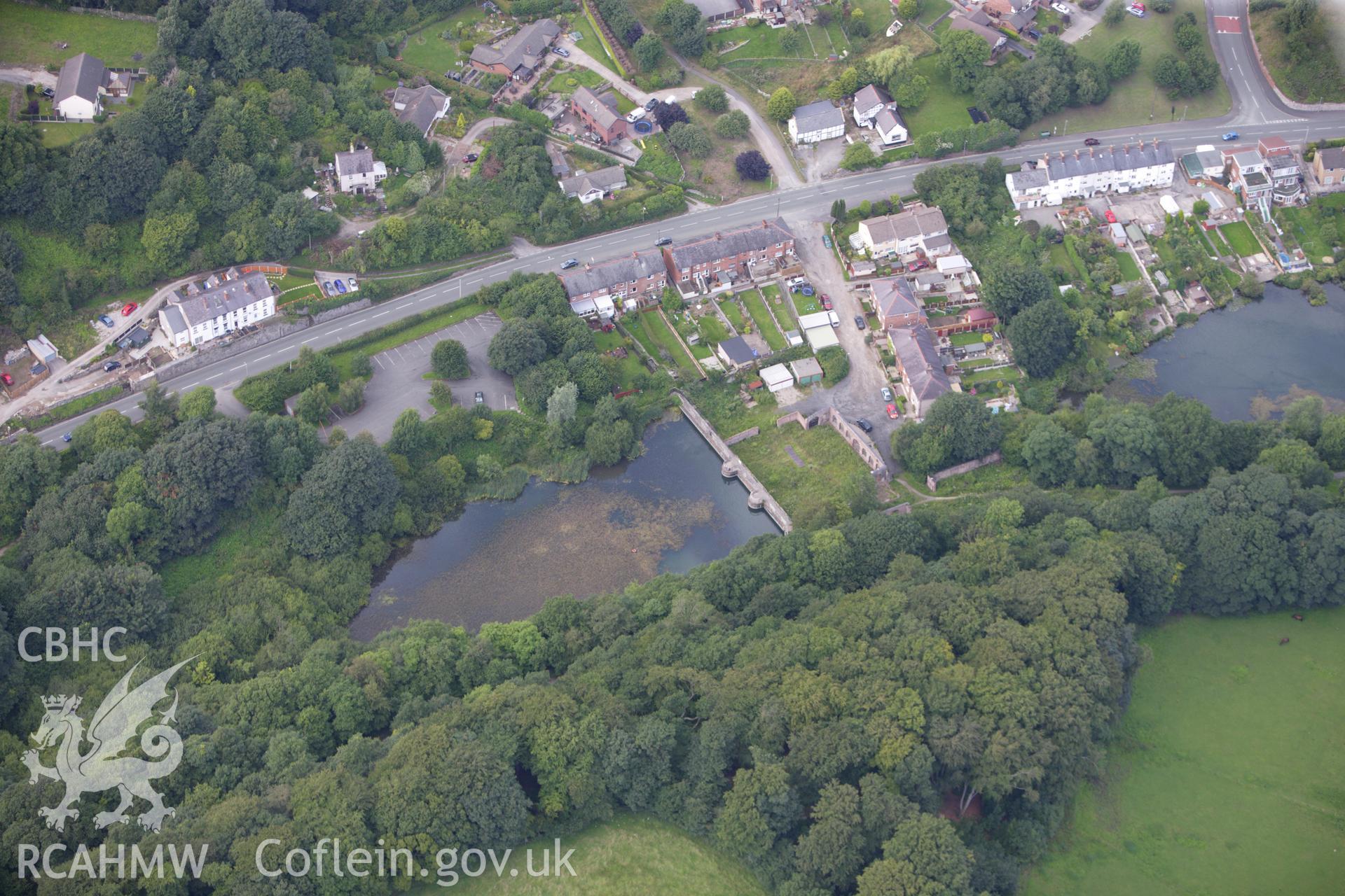 RCAHMW colour oblique aerial photograph of Meadow Mill, Greenfield Valley and a section of Wat's Dyke Taken on 30 July 2009 by Toby Driver