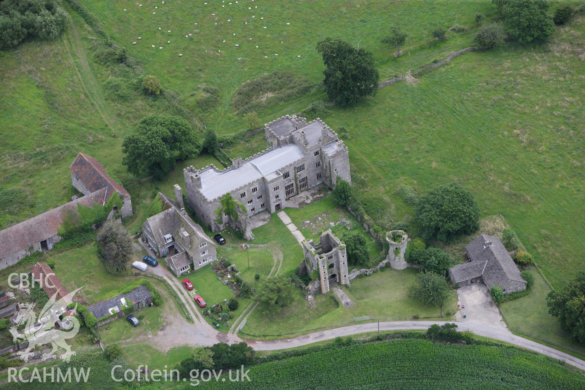 RCAHMW colour oblique aerial photograph of Pencoed Castle, Llanmartin. Taken on 09 July 2009 by Toby Driver