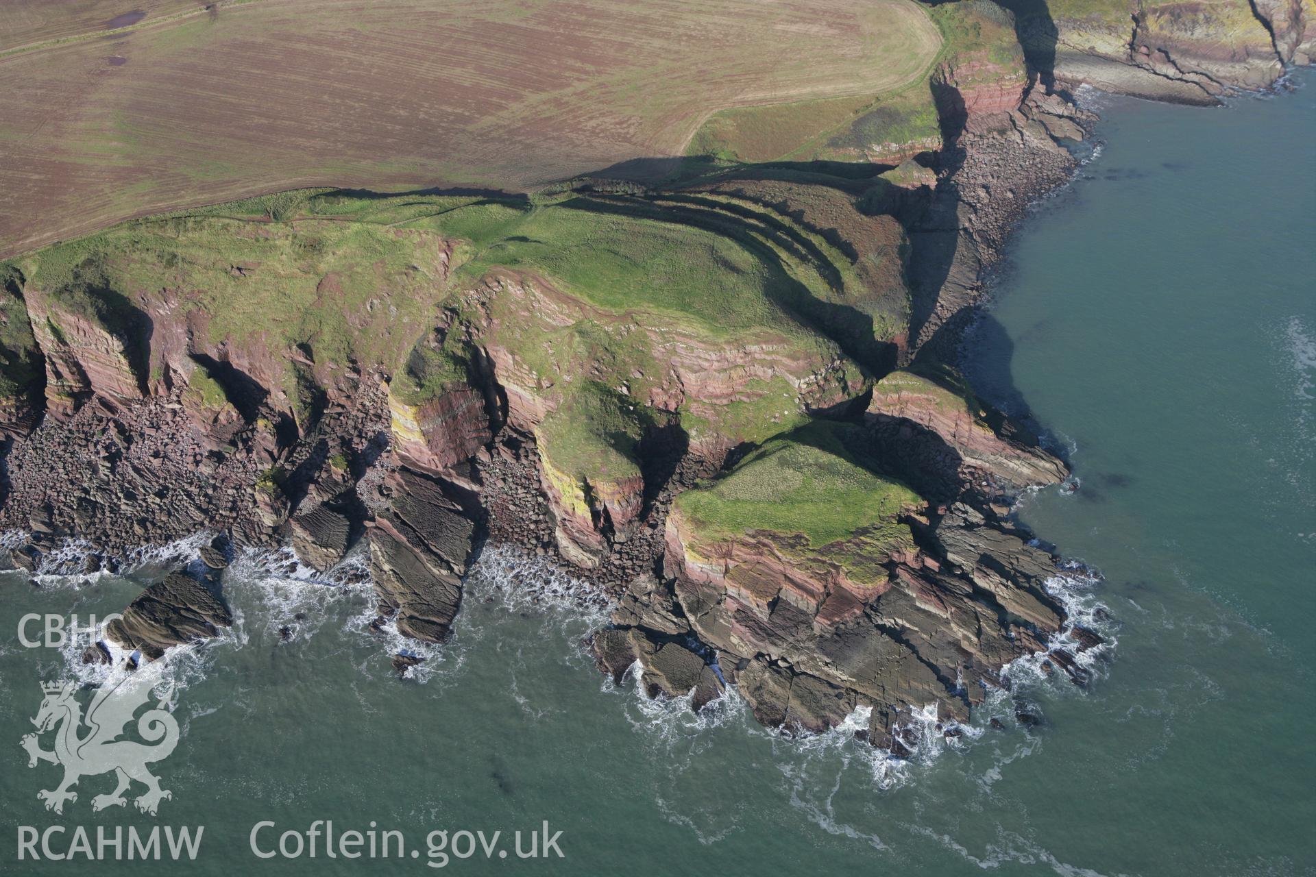 RCAHMW colour oblique aerial photograph of Greenala Point Fort. Taken on 28 January 2009 by Toby Driver