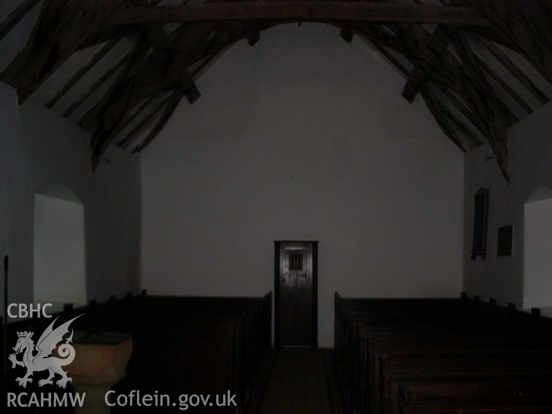 Interior view of the church looking west.