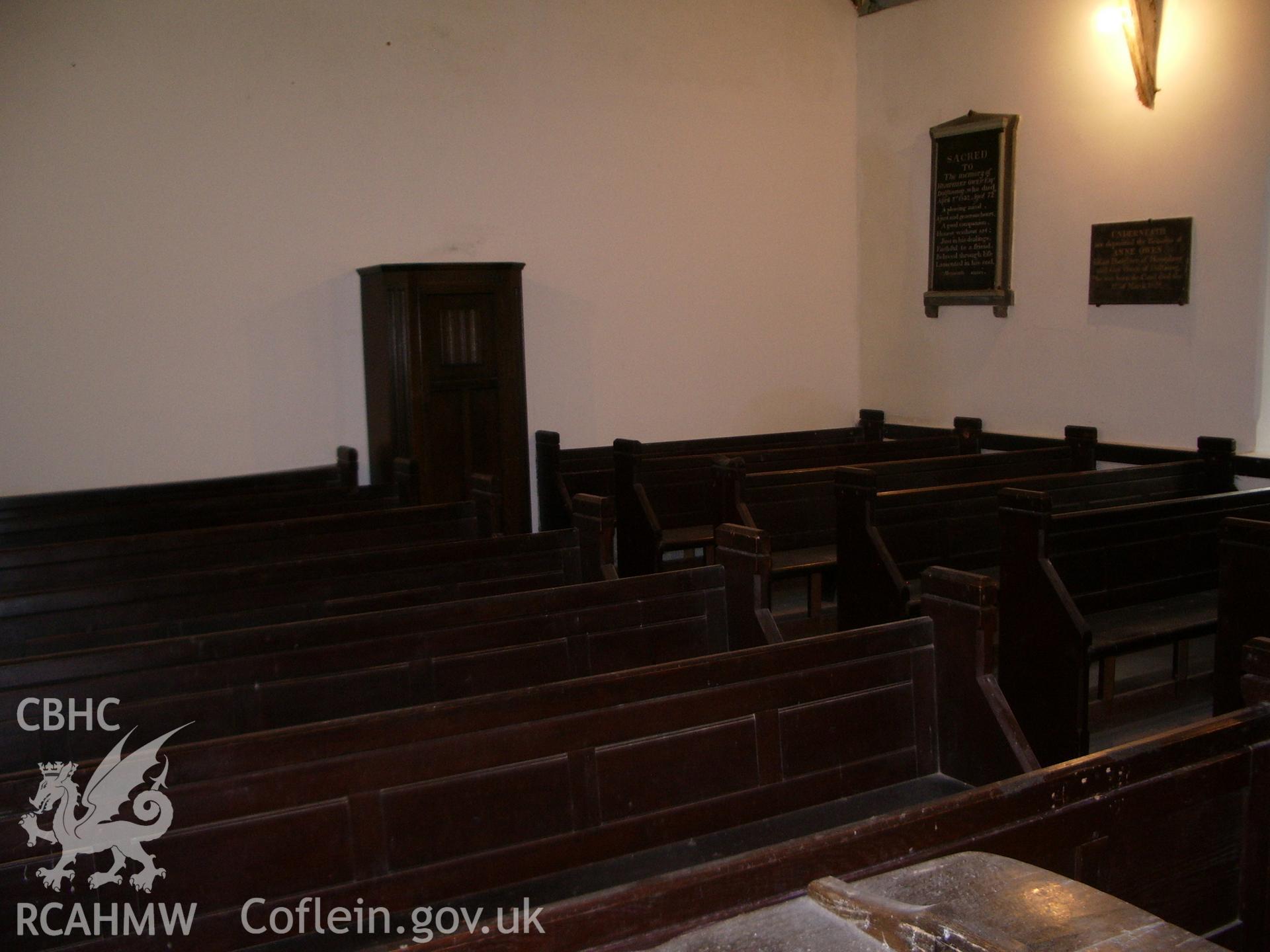 Interior view of the church showing the pews.