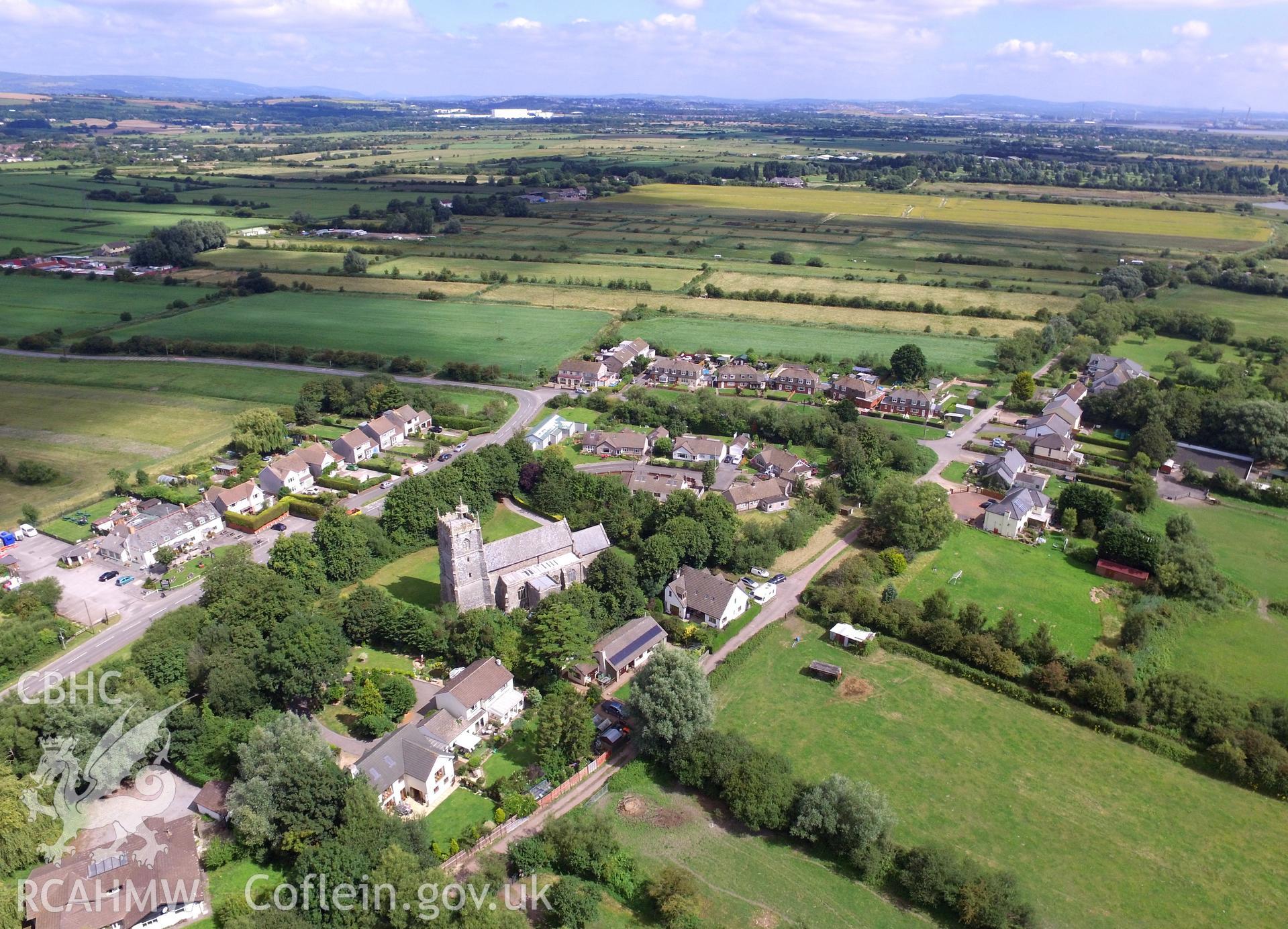 Aerial photograph showing Peterstone Wentlooge, taken by Paul Davis, 6th August 2016.