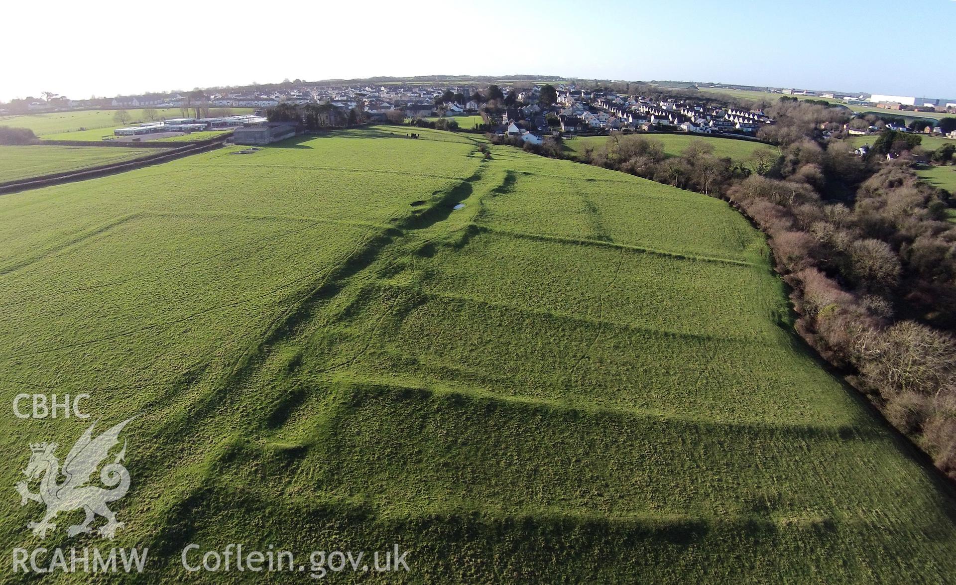 Digital aerial photograph showing crofter field, St Athan.