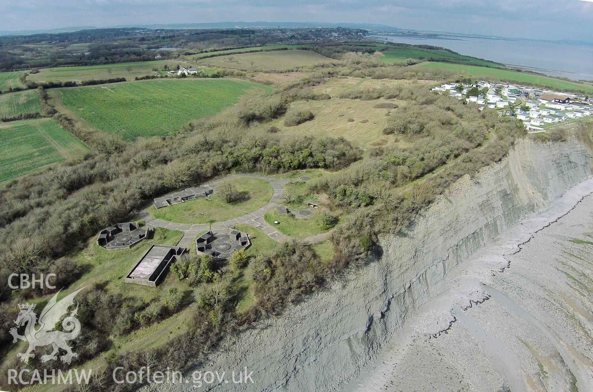 Digital aerial photograph showing Lavernock Point fortified battery.