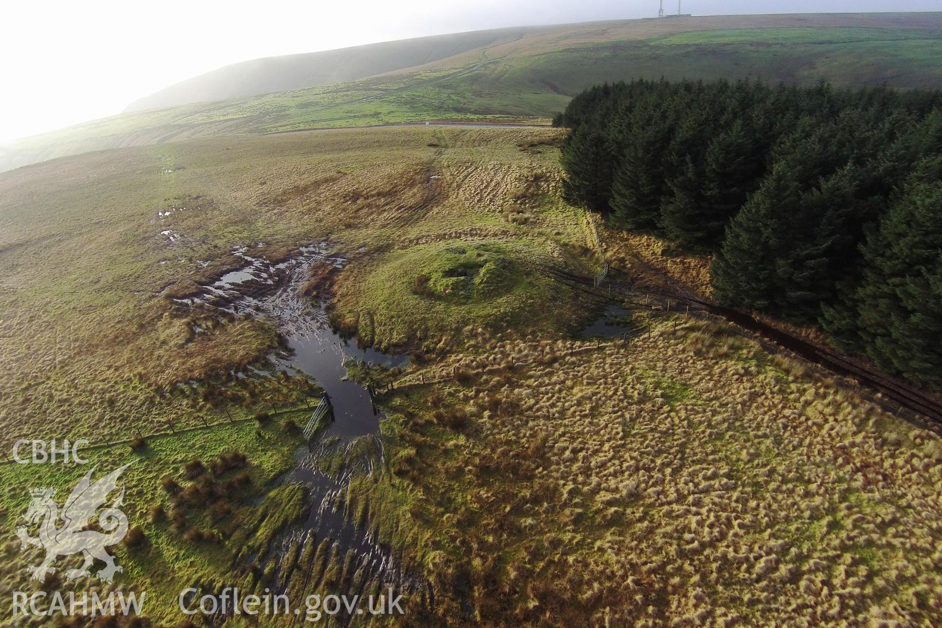 Digital aerial photograph showing Crug yr Afan.