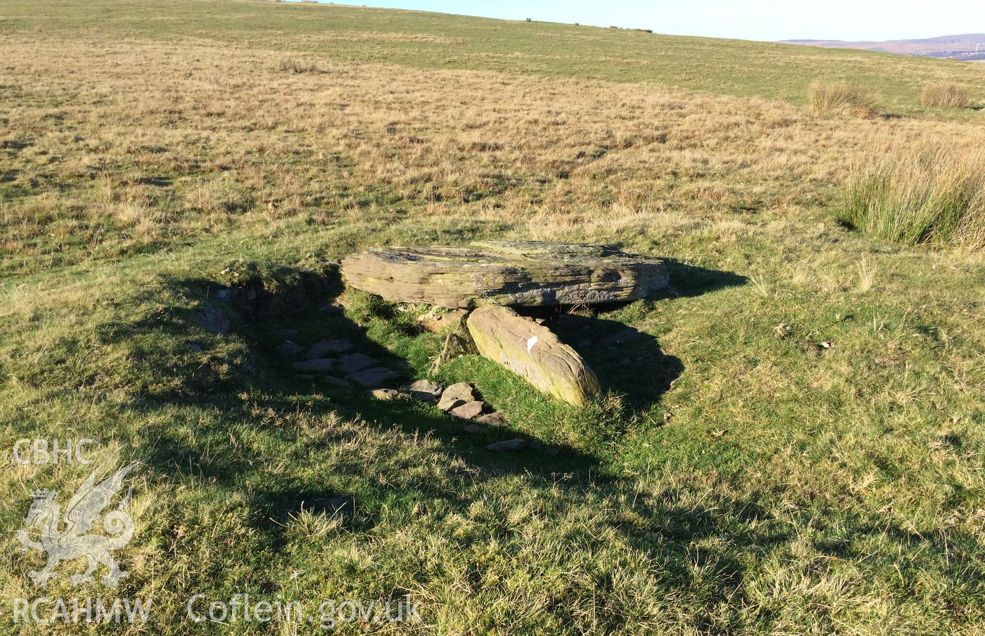 Aerial photograph showing Cairn near Pen Garnbugail taken by Paul Davis, 2nd November 2015.