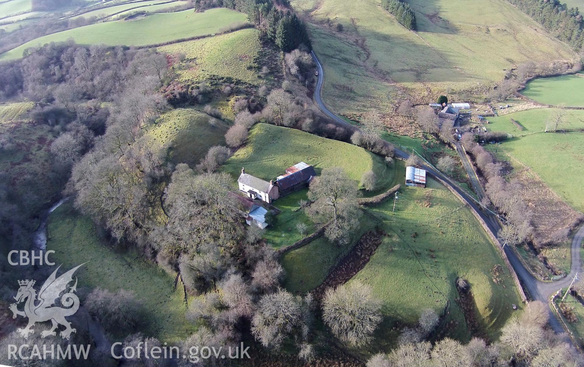 Digital aerial photograph showing Castell Cwm Aran.