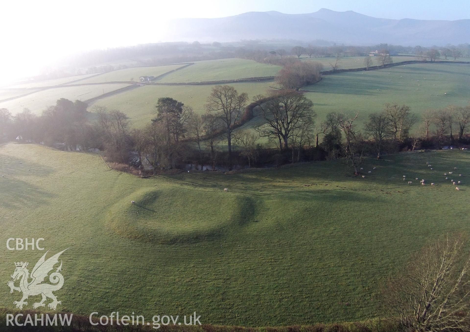 Digital aerial photograph showing Pont Estyll ringwork.