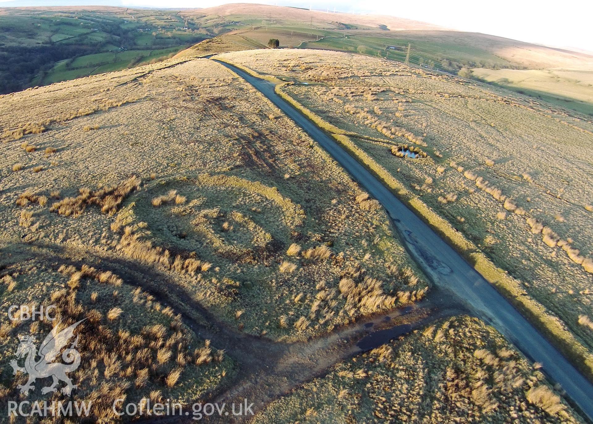 Digital aerial photograph showing Penlle'r Bebyll.