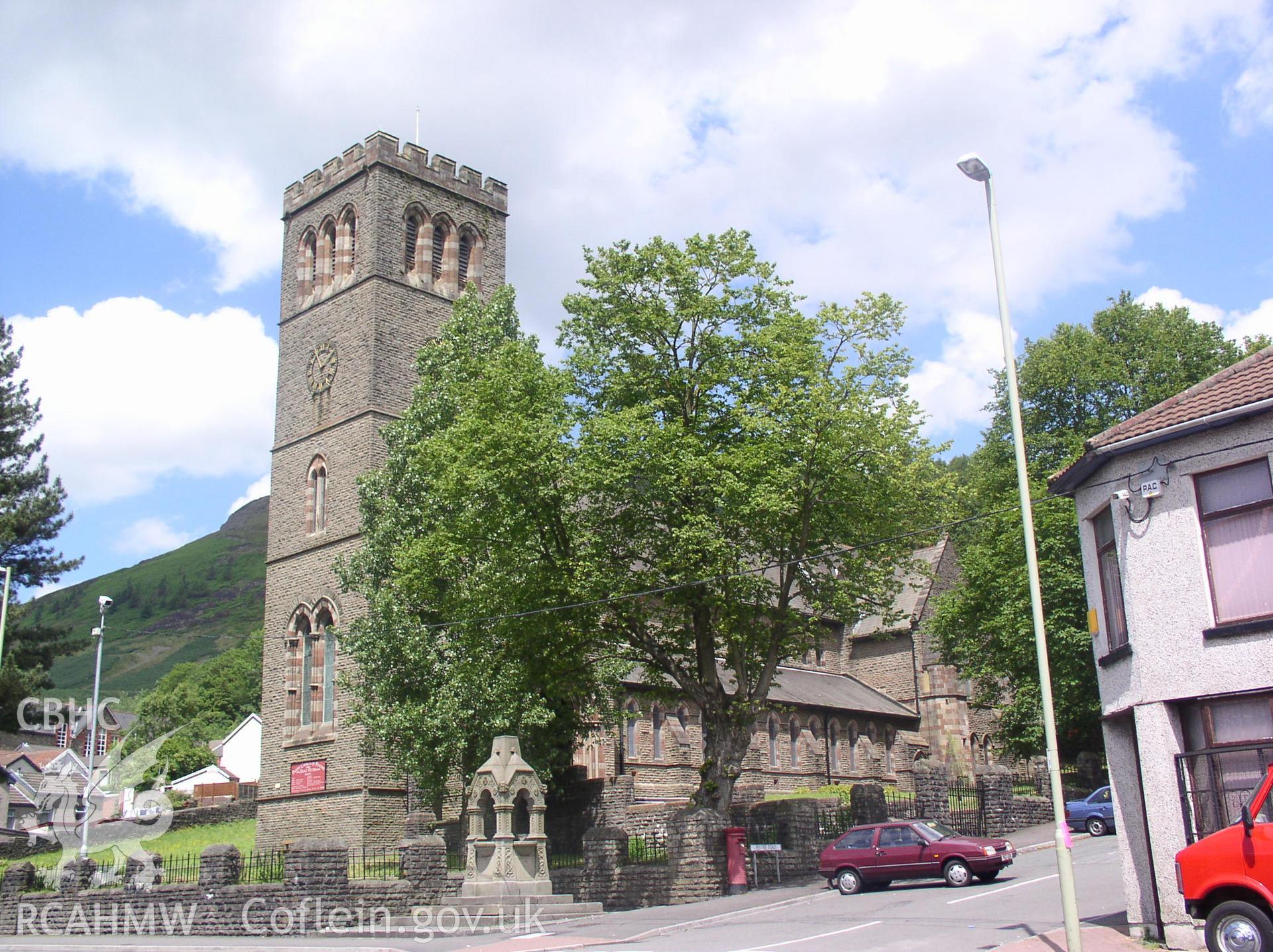 Colour digital photograph showing the exterior of St Peter's Church, Pentre; Glamorgan.