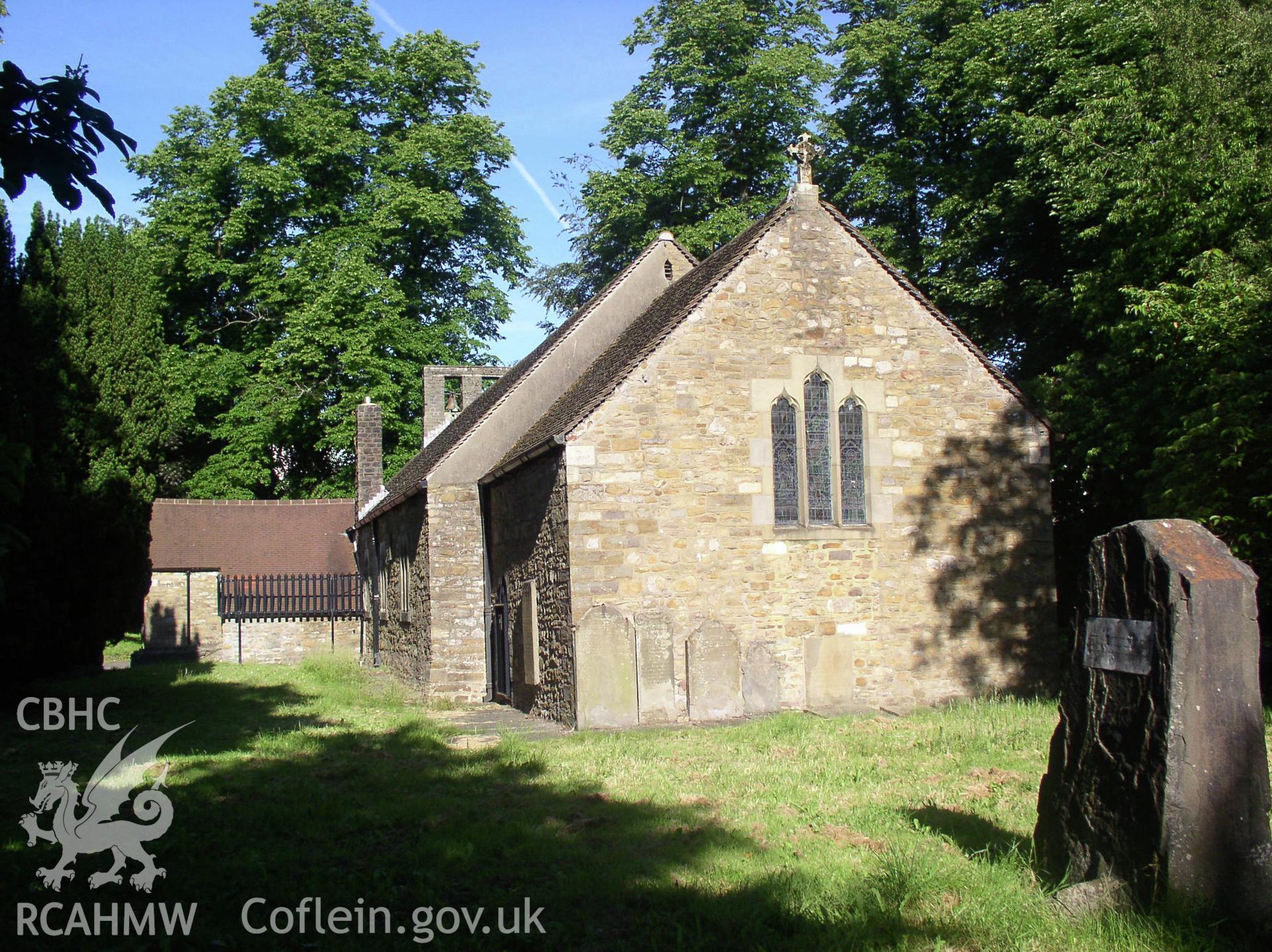 Colour digital photograph showing the rear exterior of St. John the Baptist's Church, Aberdare; Glamorgan.