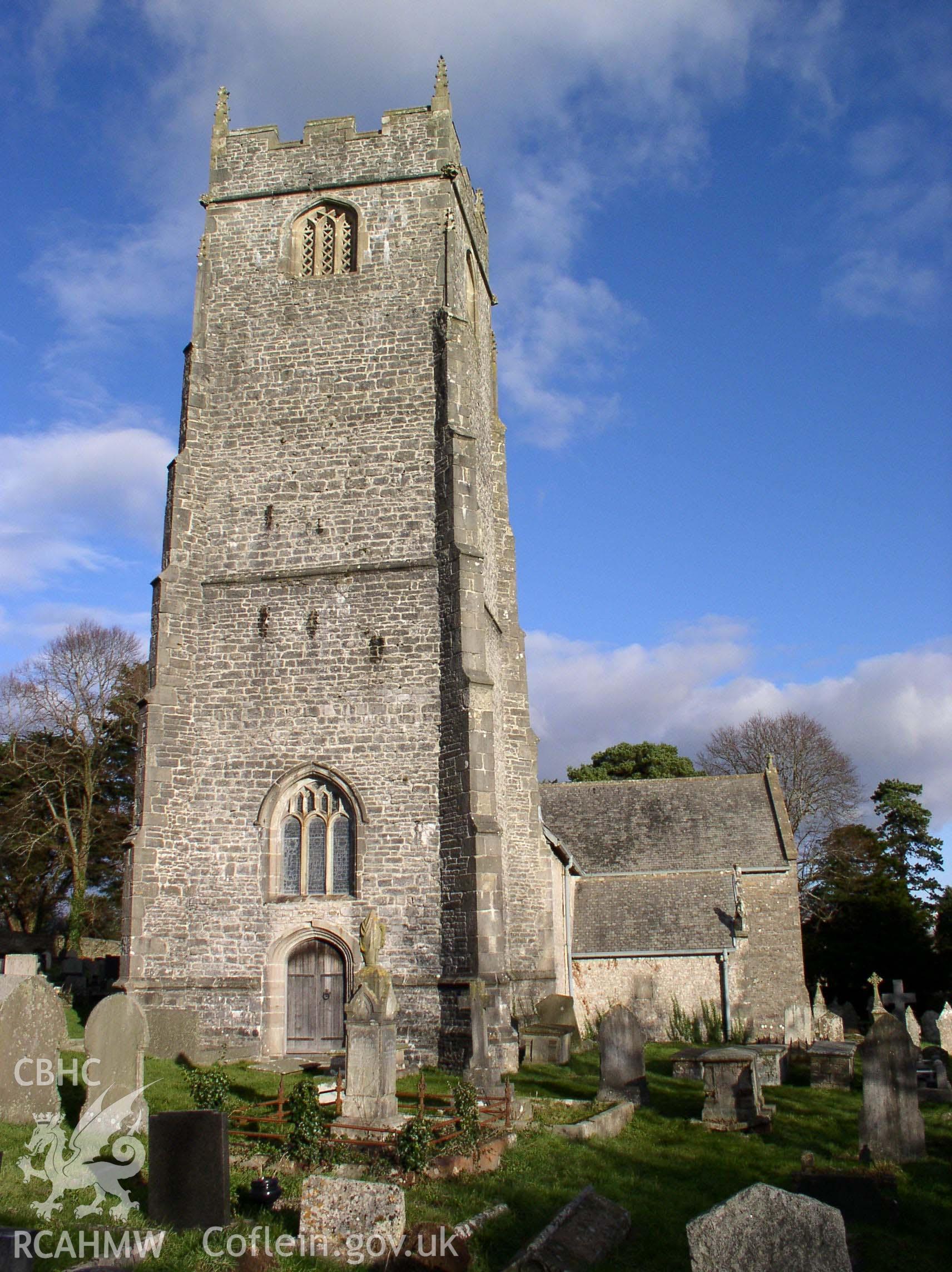 Colour digital photograph showing the exterior of the Church of St John the Baptist, Llanblethian; Glamorgan.