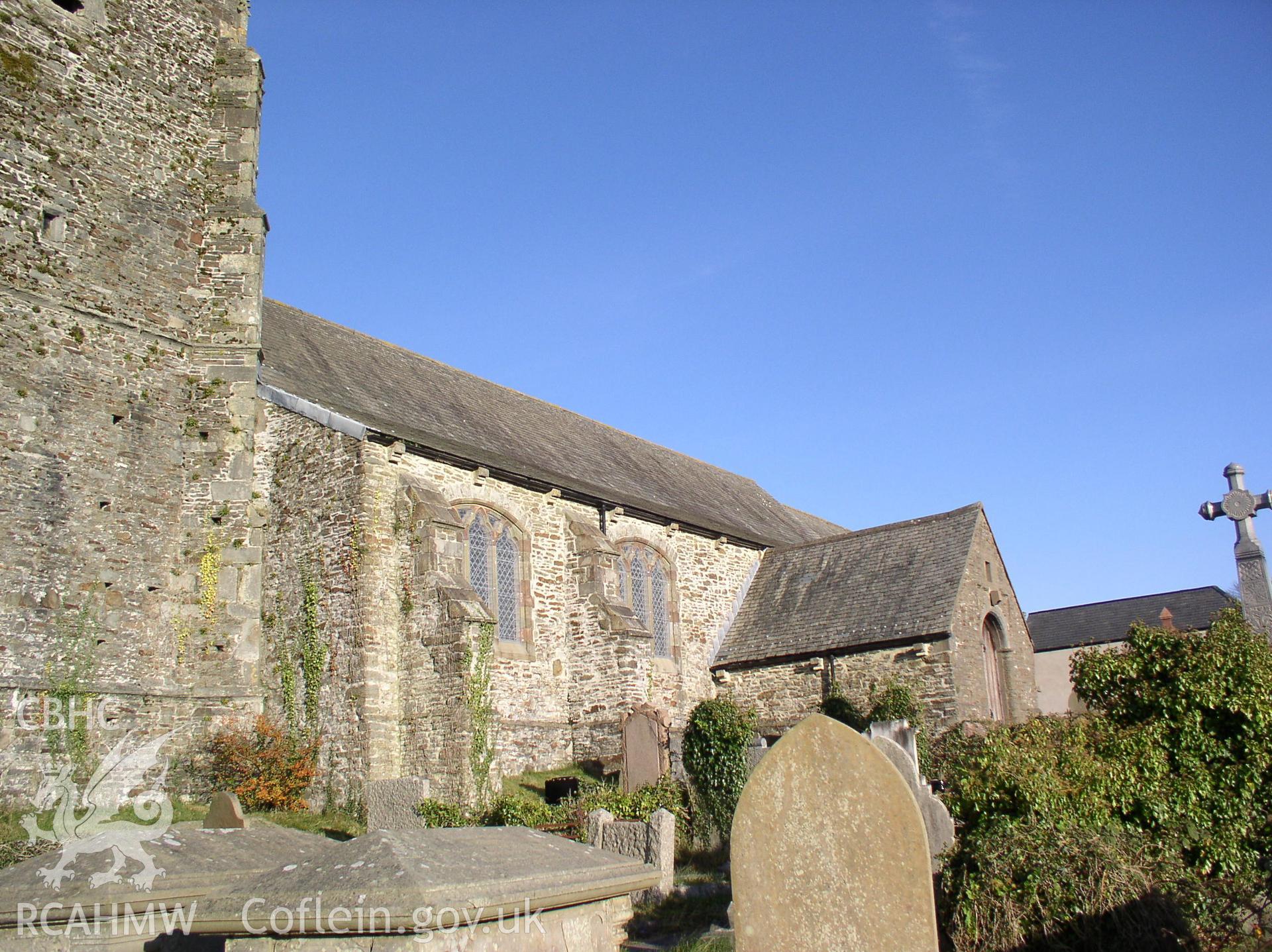 Colour digital photograph showing the exterior of the church of Saints Illtyd, Gwyno and Tyfodwg, Llantrisant; Glamorgan.