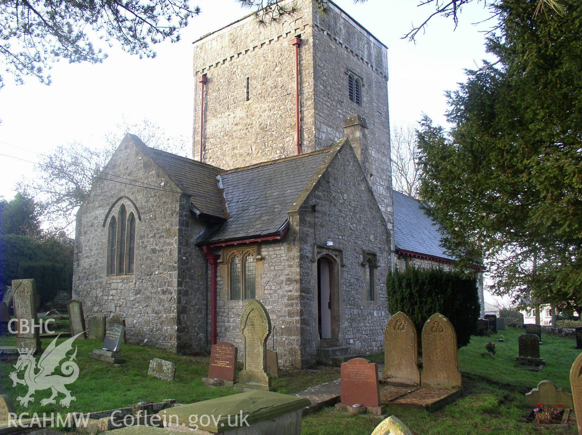 Colour digital photograph showing the exterior of Saint Tydfil's Church, Llysworney; Glamorgan.