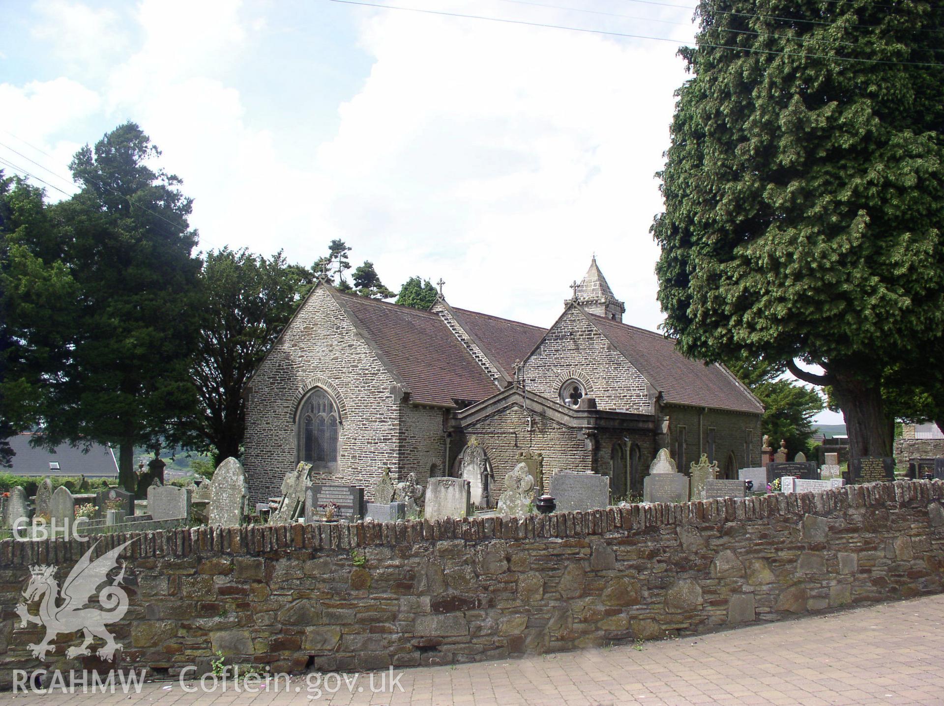 Colour digital photograph showing the exterior of the Church of St. David, Betws; Glamorgan.