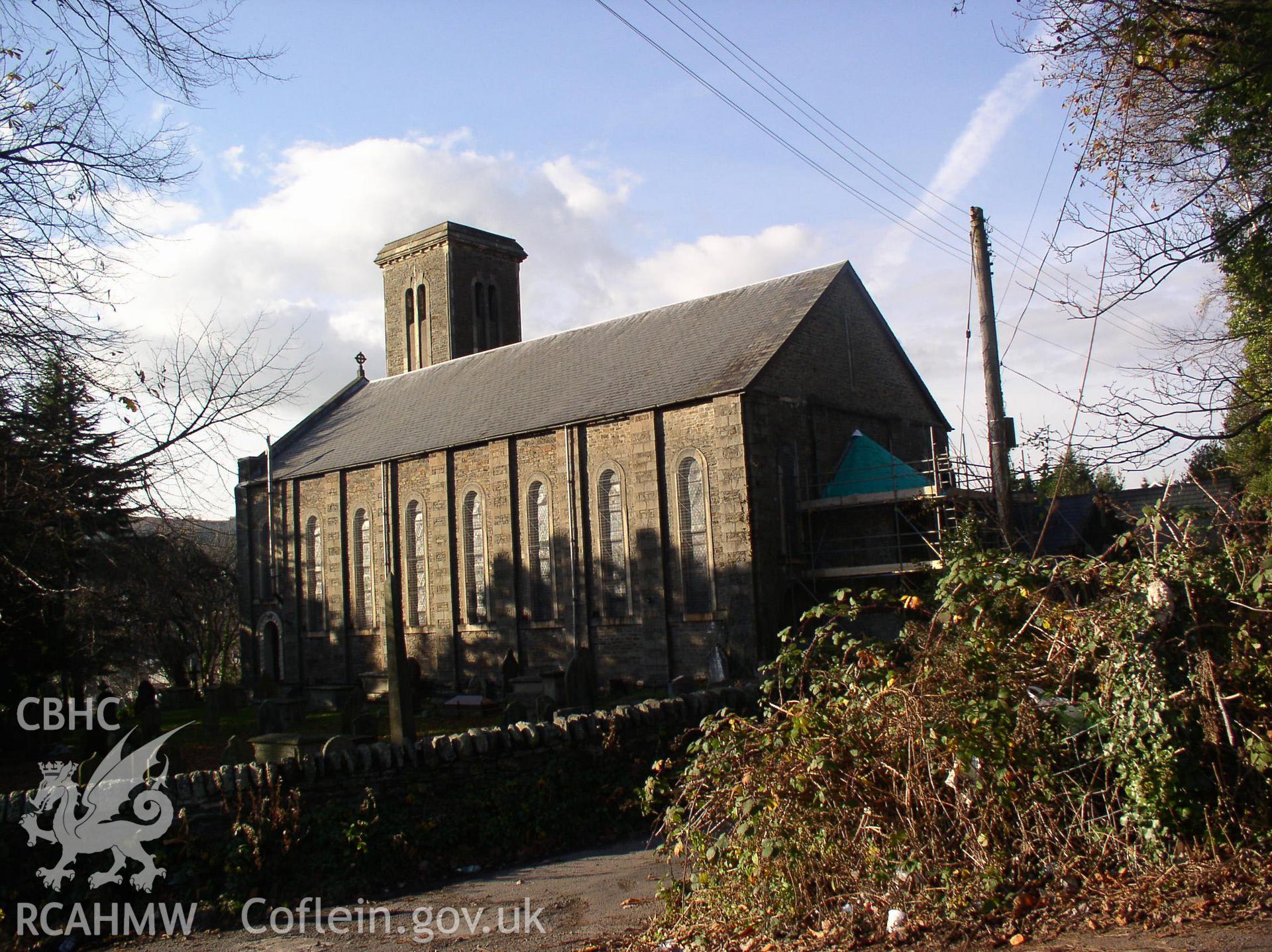 Colour digital photograph showing the exterior of St. Mary's Church, Glyntaf; Glamorgan.