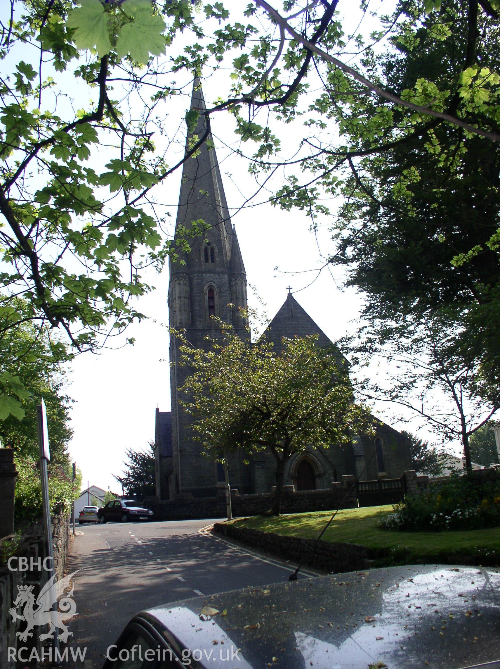 Colour digital photograph showing the exterior of St. Mary's Church, Nolton,  Bridgend; Glamorgan.