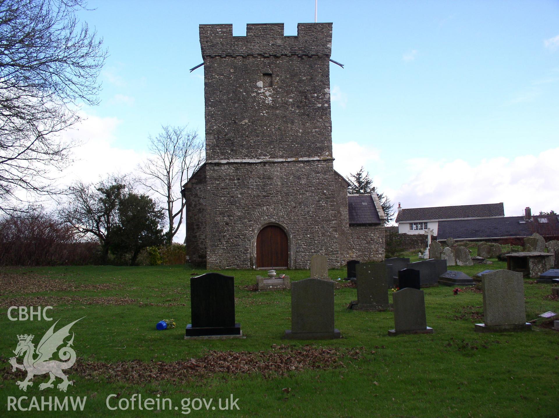 Colour digital photograph showing an elevation view of St Dunwyd's Church, Welsh St Donats; Glamorgan.