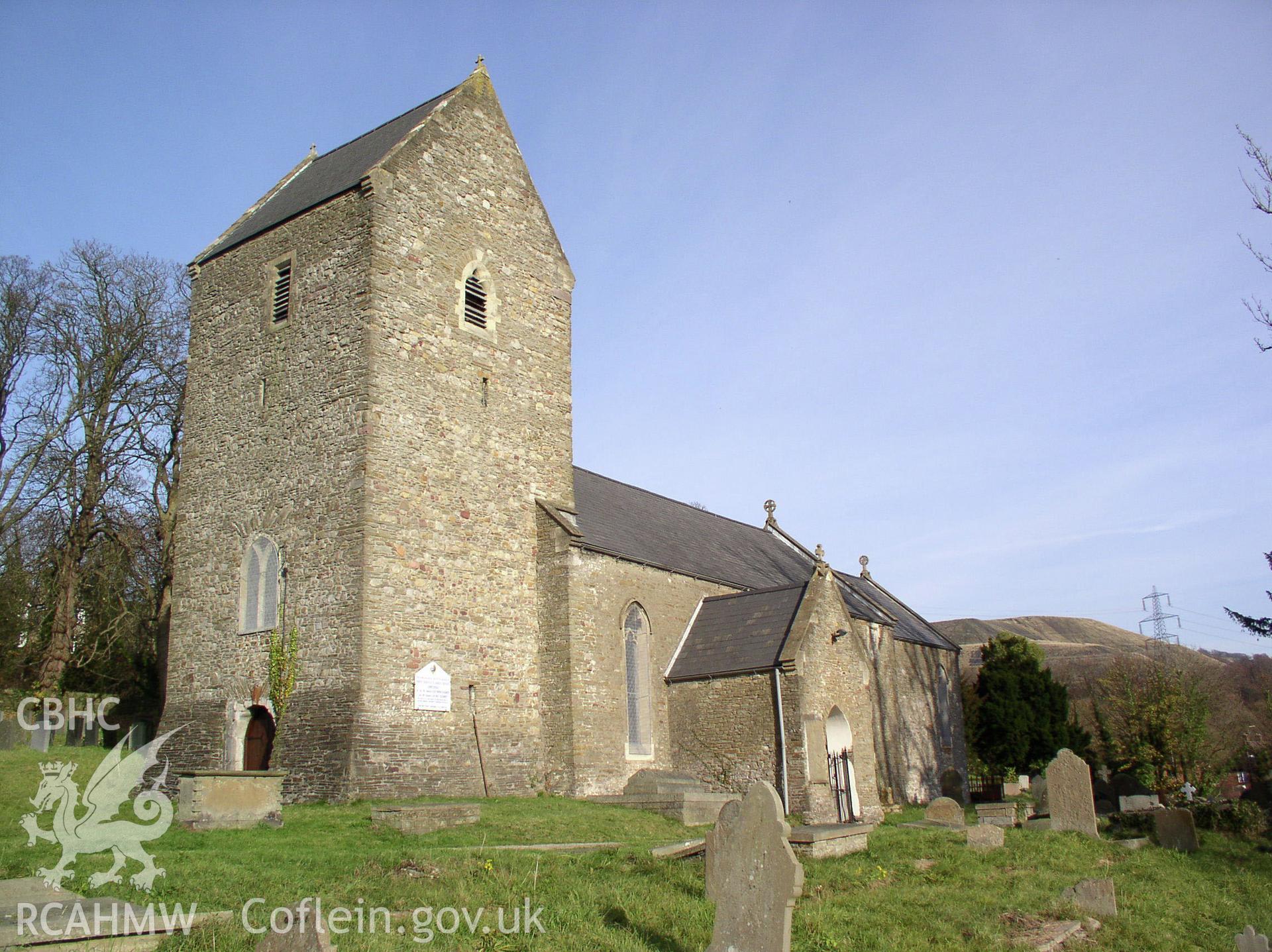 Colour digital photograph showing the exterior of St. Barrwgs Church, Bedwas; Glamorgan.