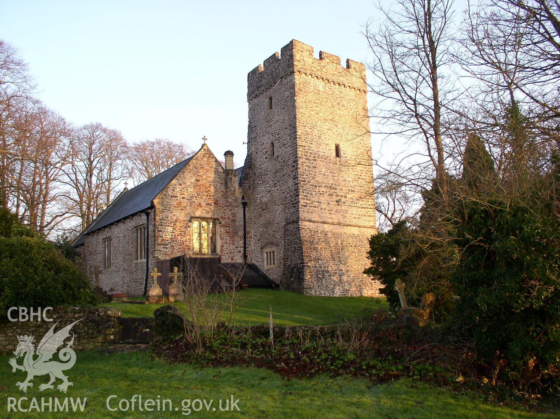 Colour digital photograph showing a three quarter elevation view of St Andrew's Church, St Andrews Major; Glamorgan.