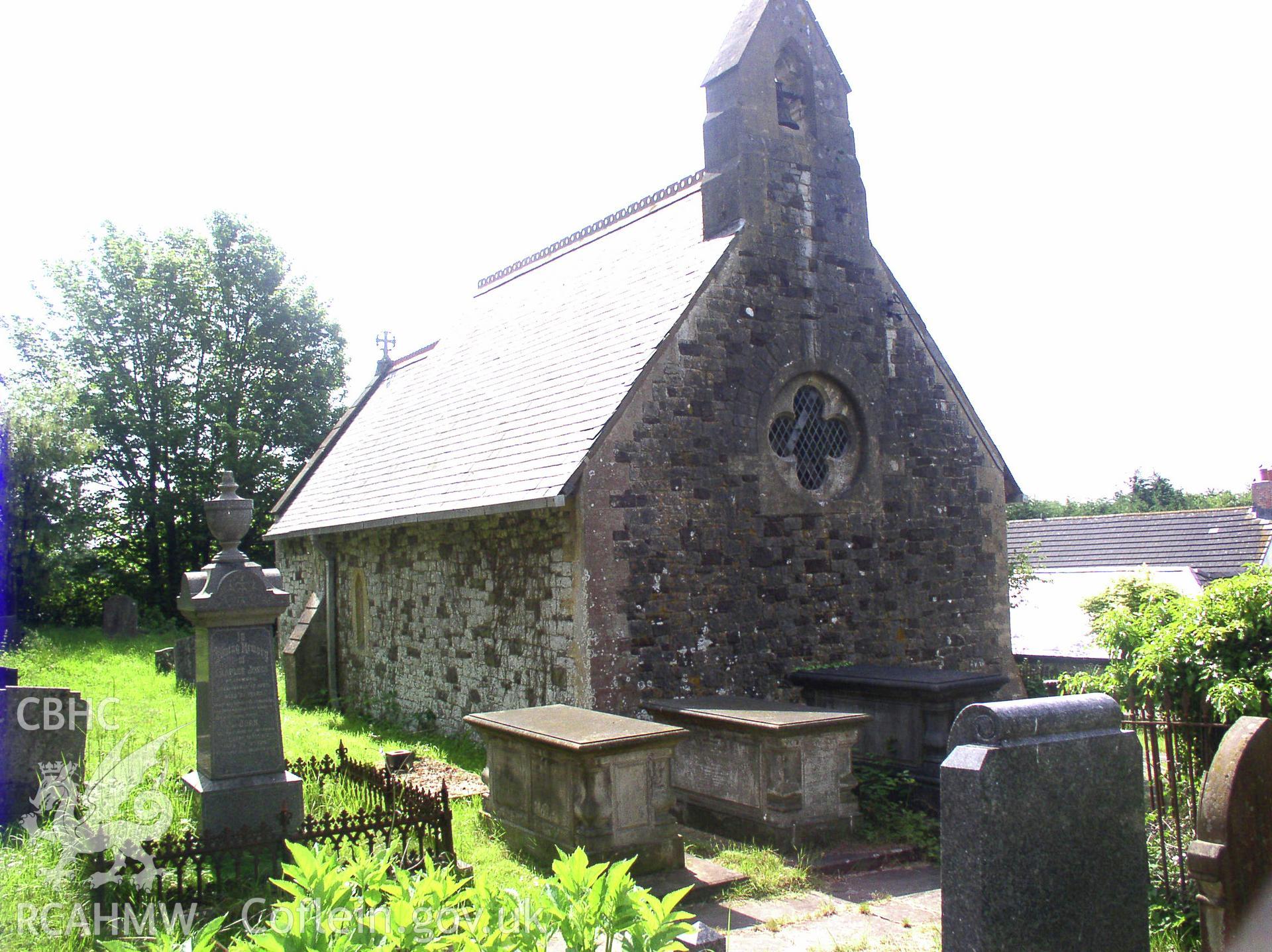 Colour digital photograph showing the exterior of St Elltteryn's Church, Capel Llanilltern.