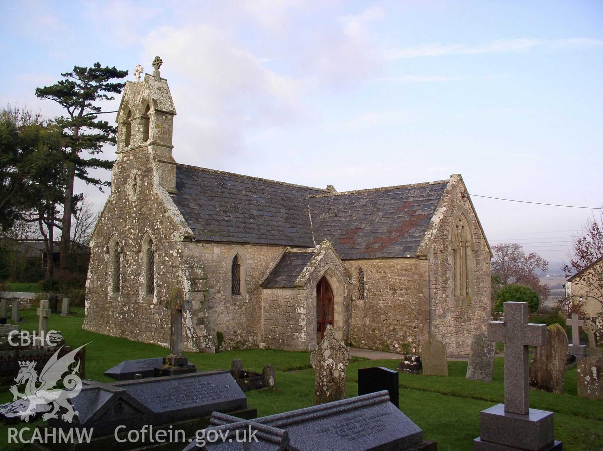 Colour digital photograph showing part of the exterior of St. Michael's Church, Flemingston; Glamorgan.