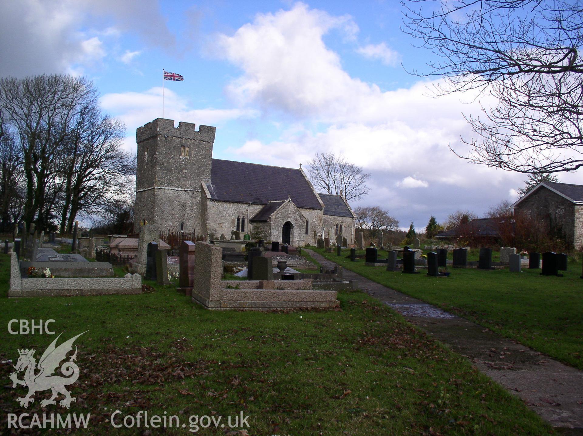 Colour digital photograph showing an elevation view of St Dunwyd's Church, Welsh St Donats; Glamorgan.