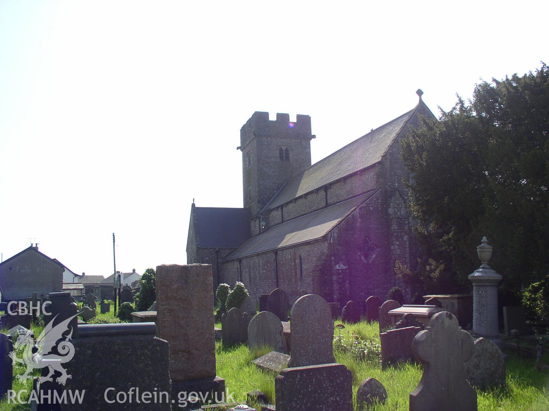 Colour digital photograph showing the exterior of St. Crallo's Church, Coychurch.